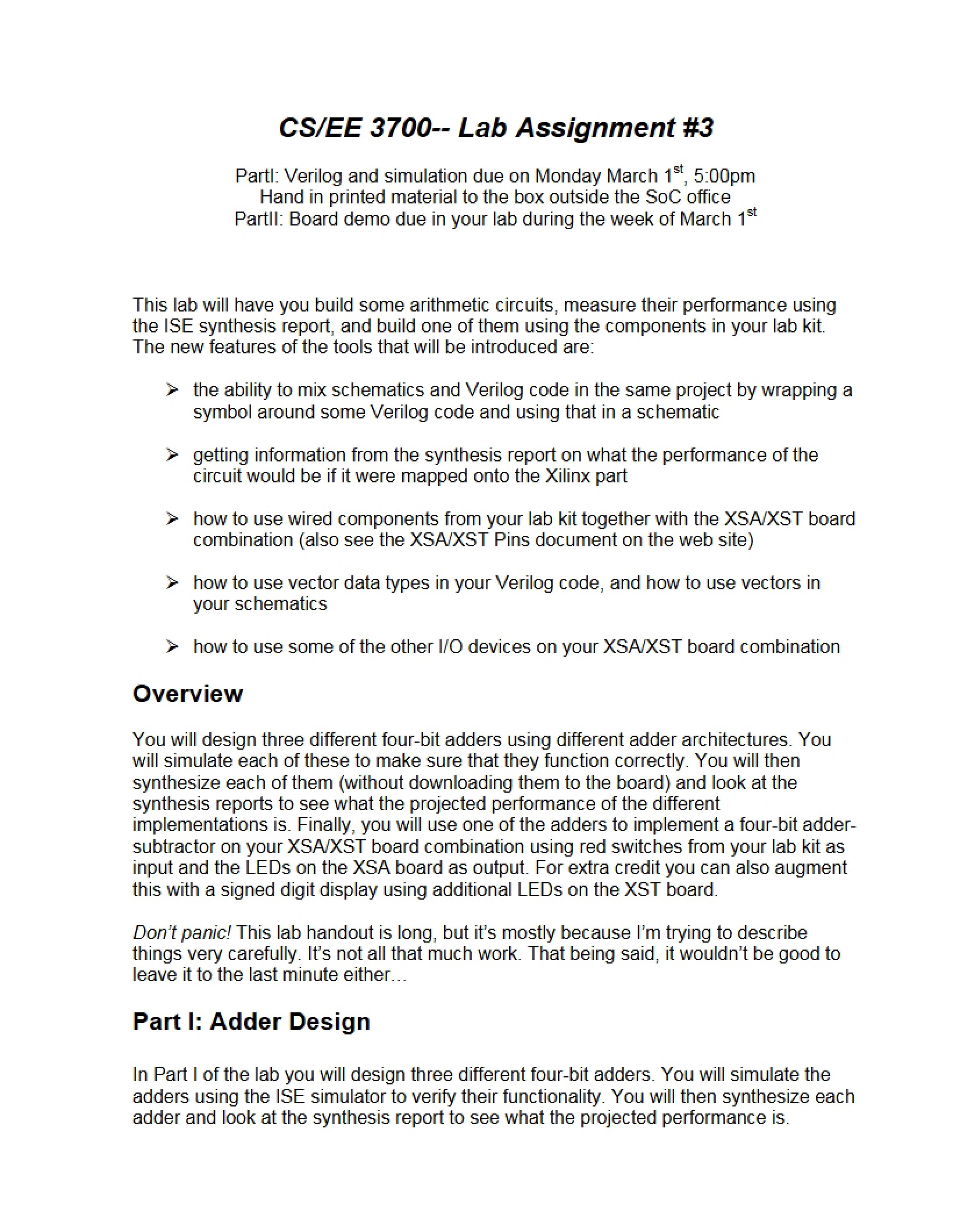 Laboratory Assignment for CS 3700