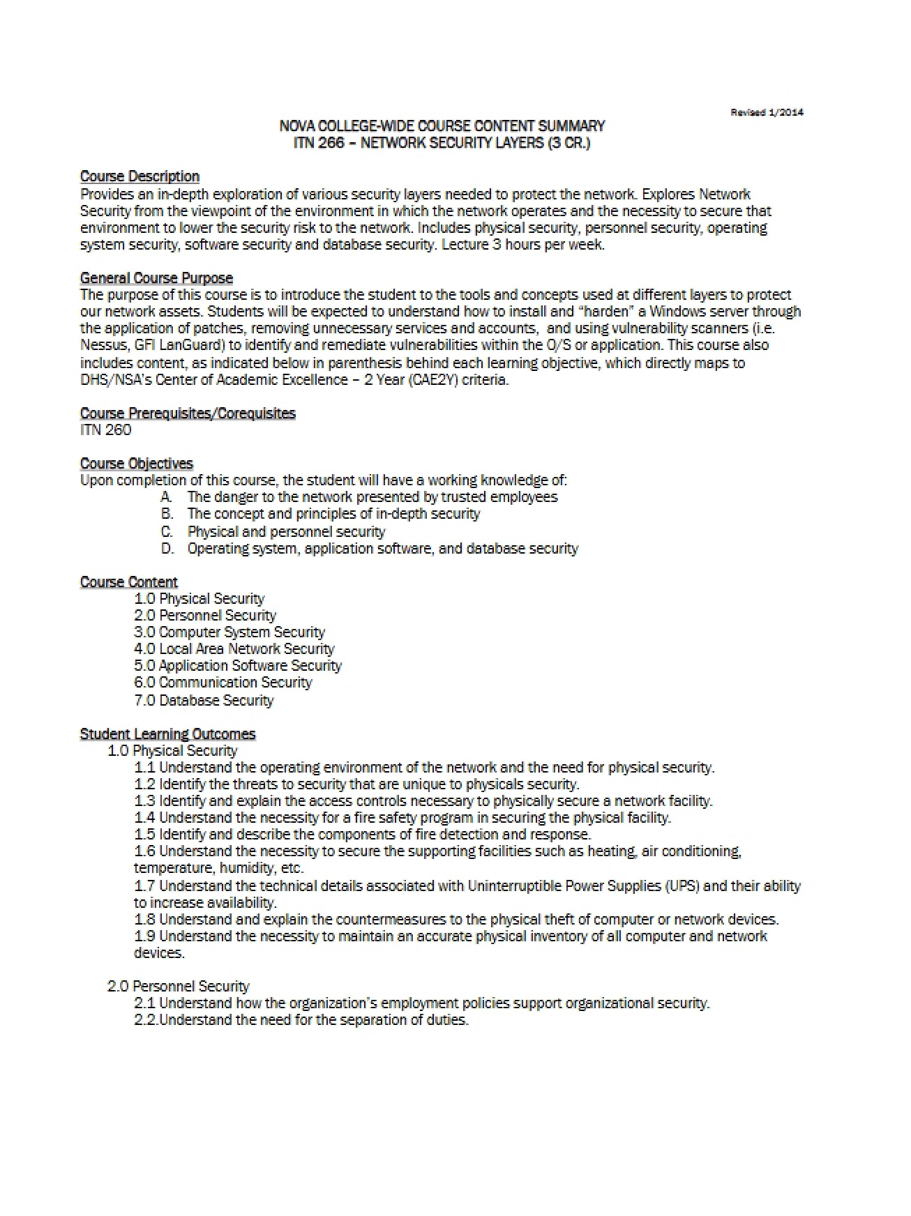 Security Layers Course Content