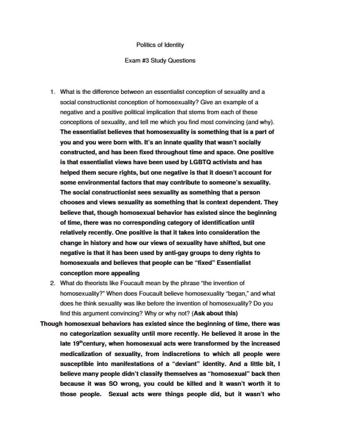 Third Exam Study Questions