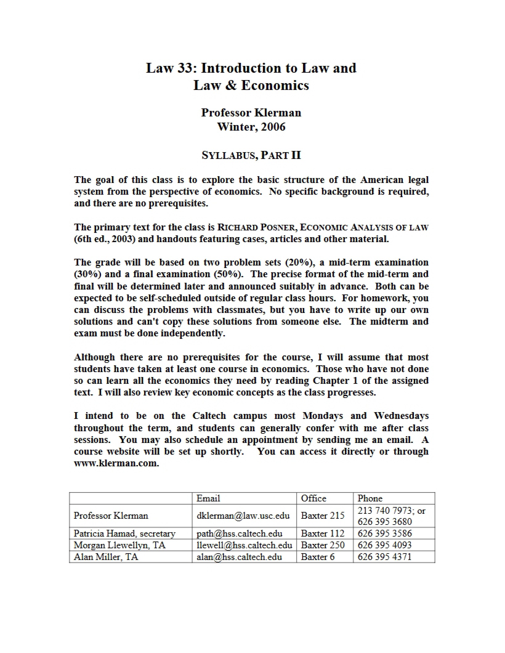 Course Outline and Policies
