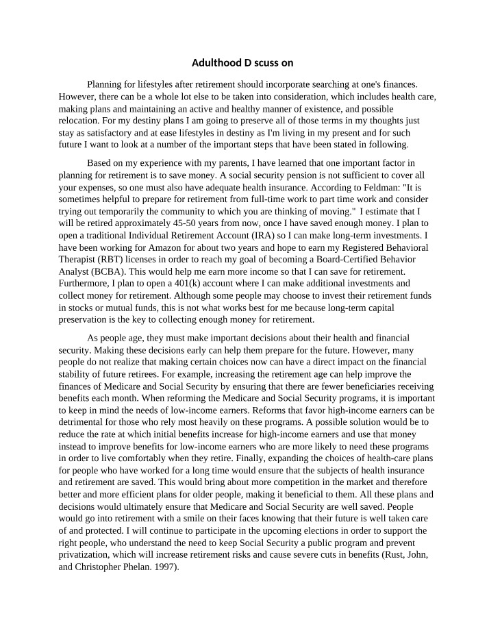 Discussion 5 - Adulthood