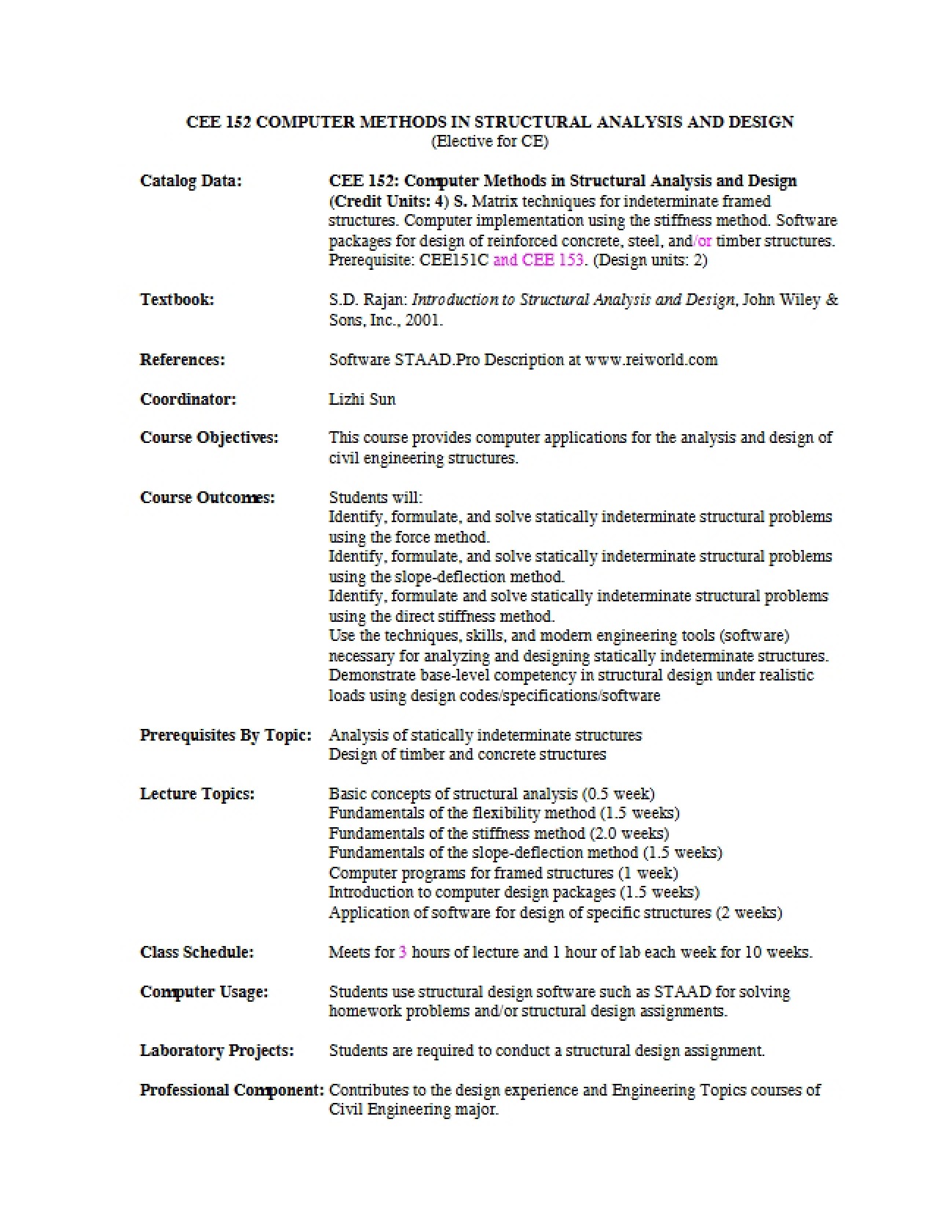 Structural Analysis Computer Methods