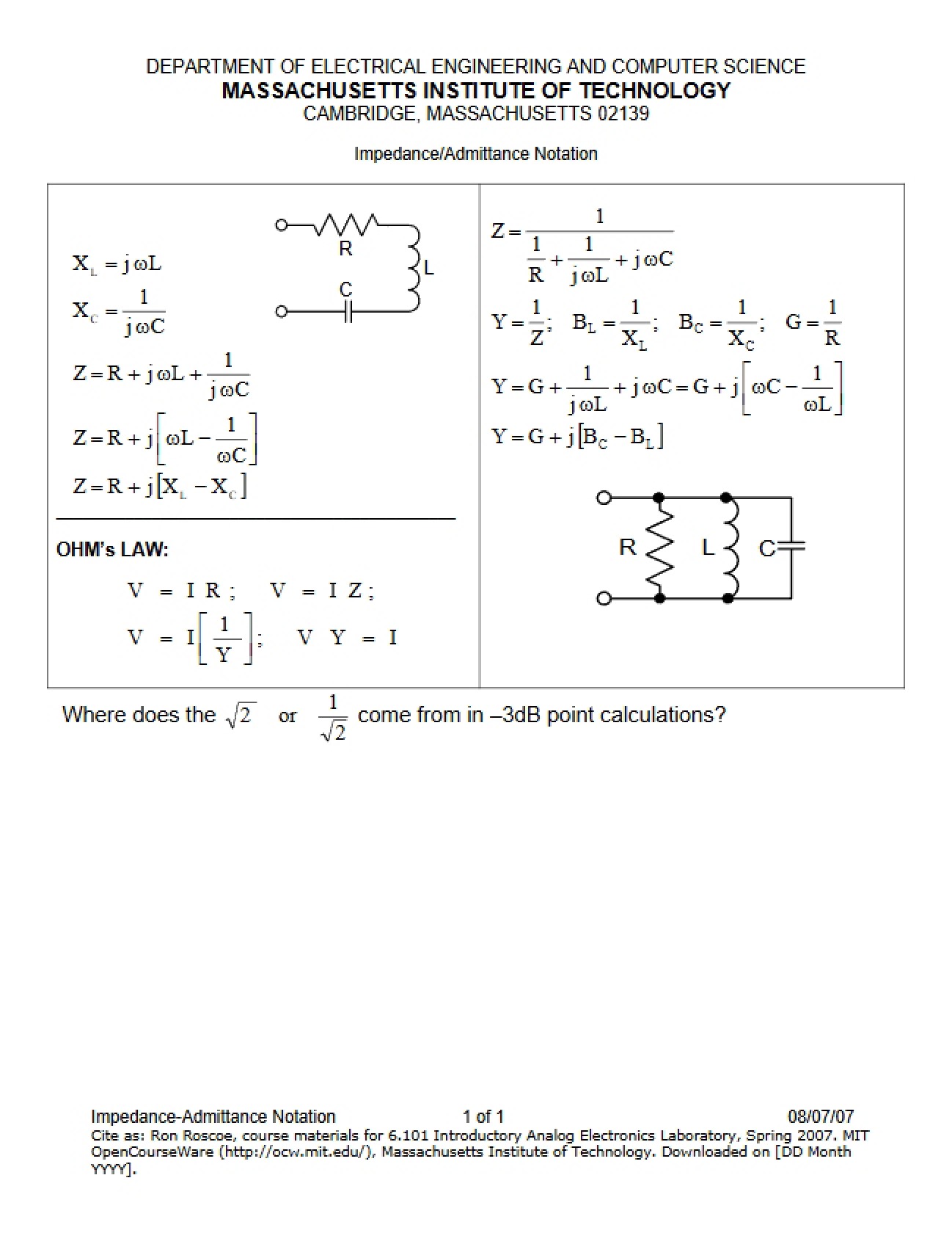 Notes on Analog Electronics