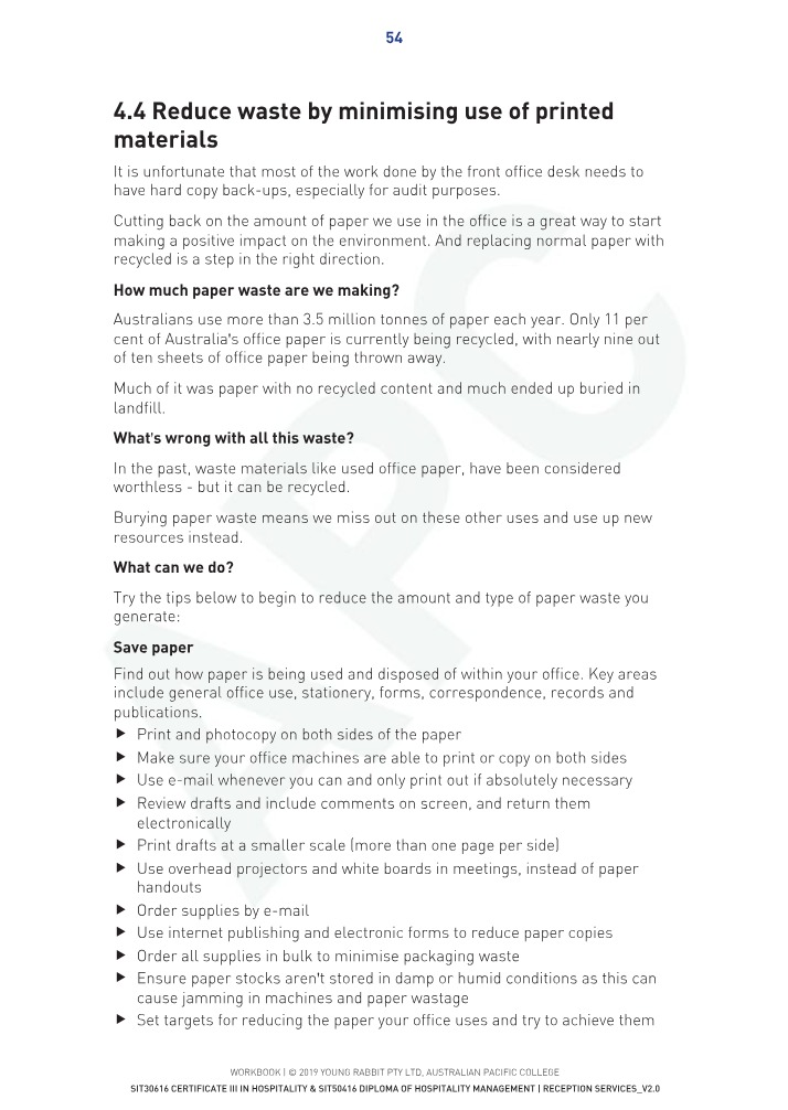 Reducing Waste by Minimising Printed Materials Use