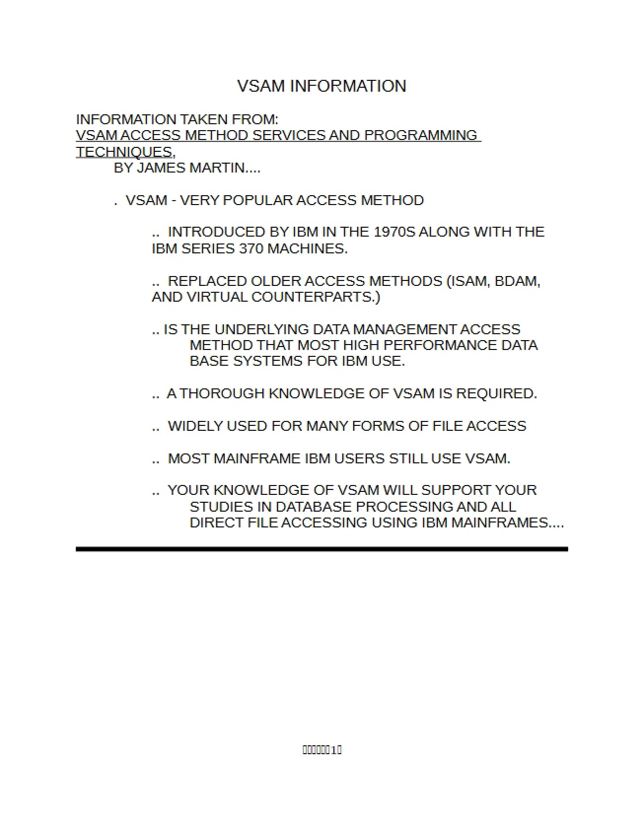 Information on VSAM