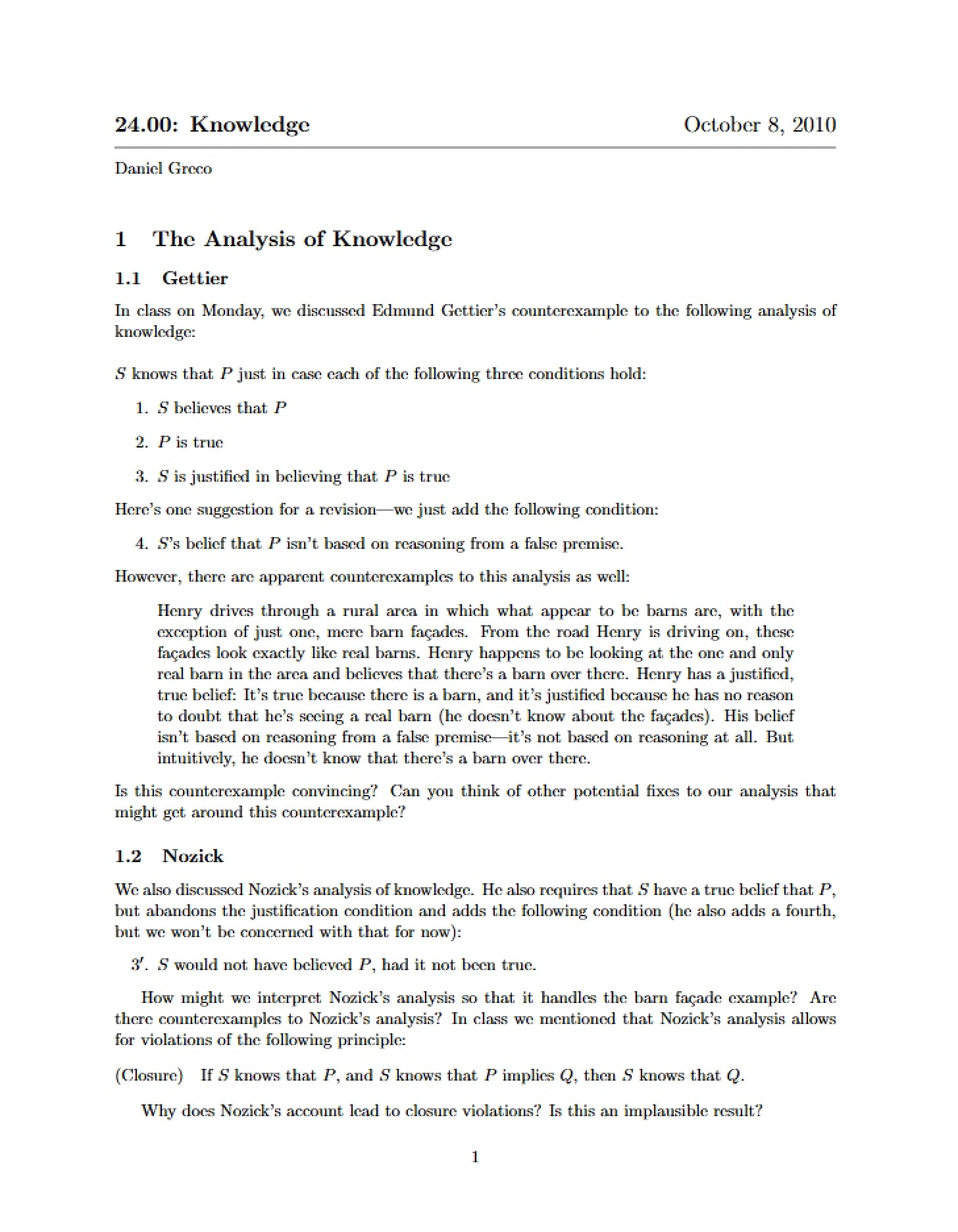 Knowledge Analysis