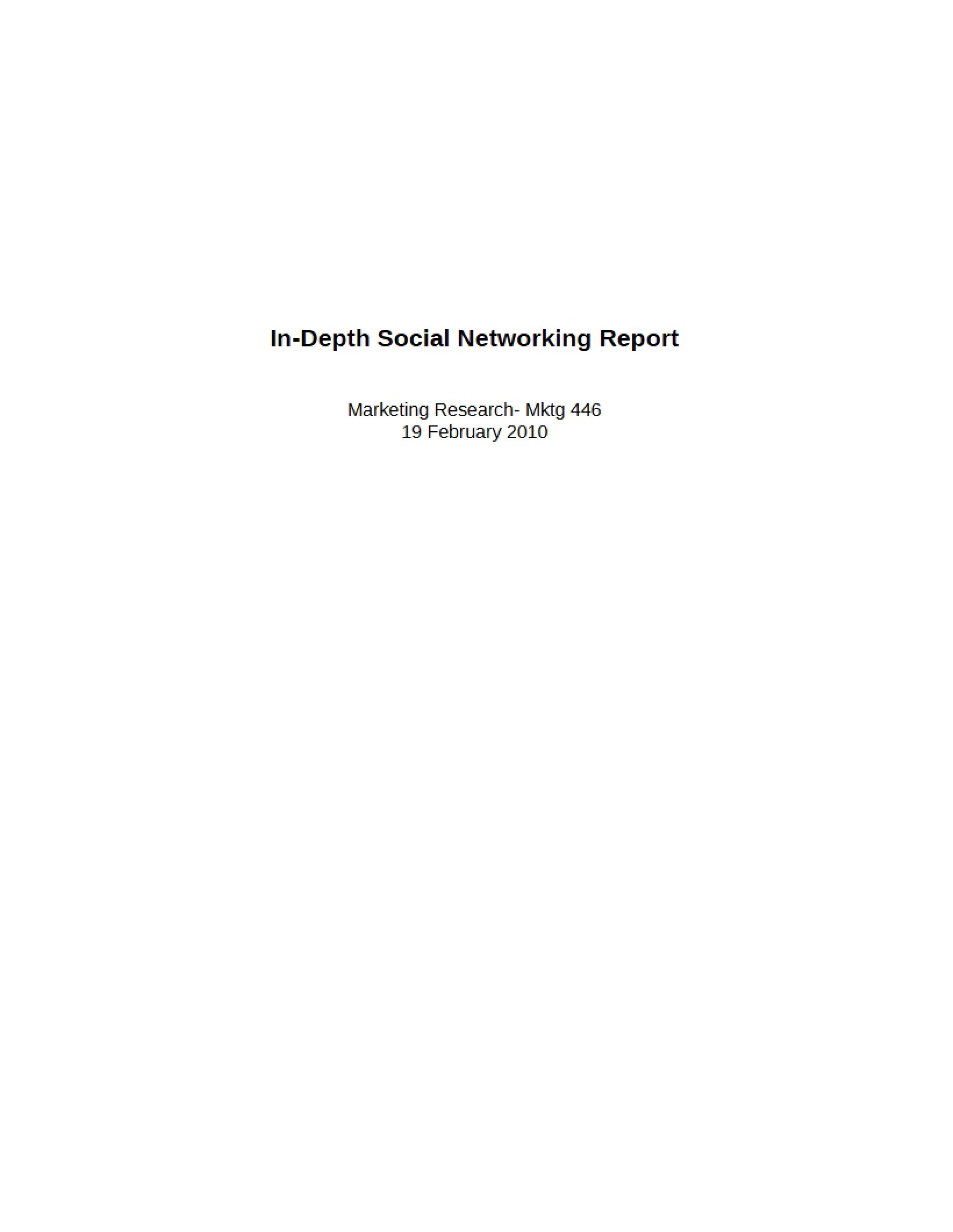 Comprehensive Report on Social Networking
