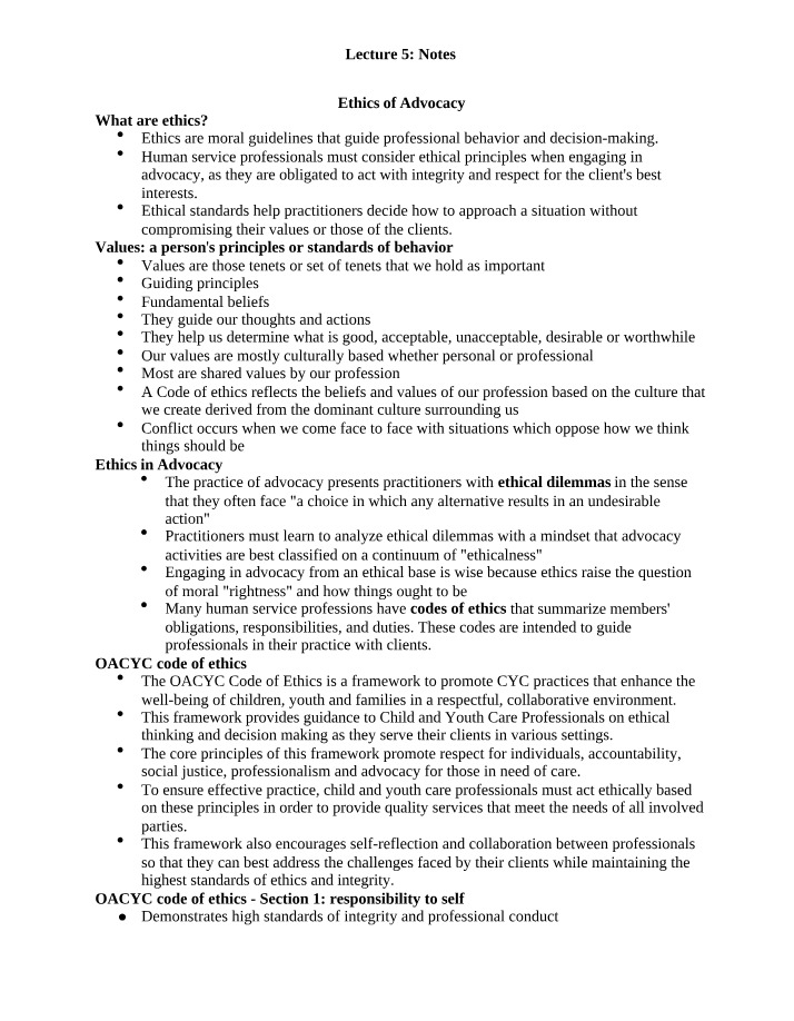 Notes for Lecture 5