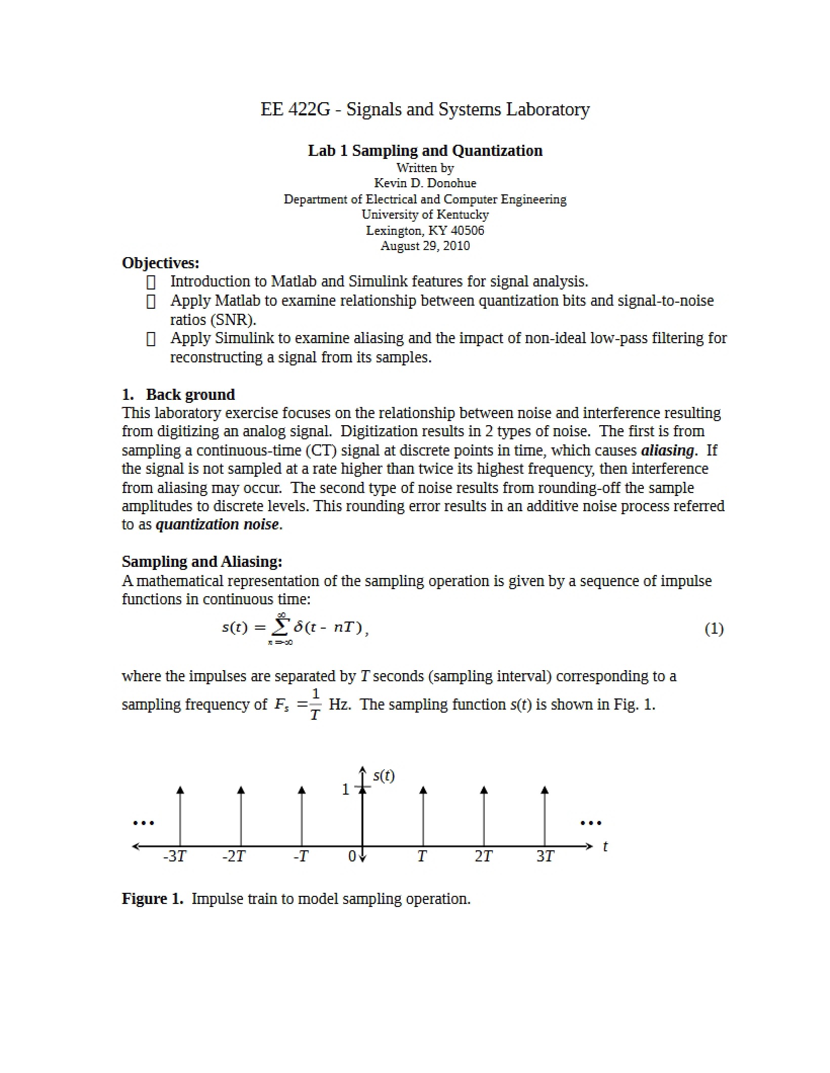 Lab 1 Sampling and Quantization
