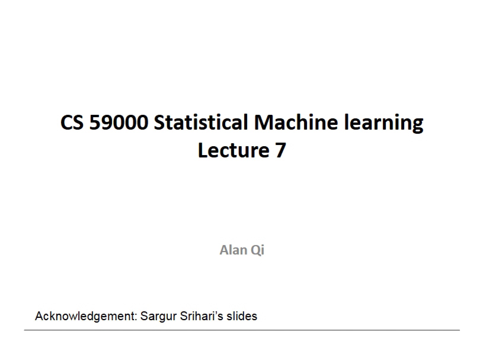 Class Notes CS 59000 - CS 59000