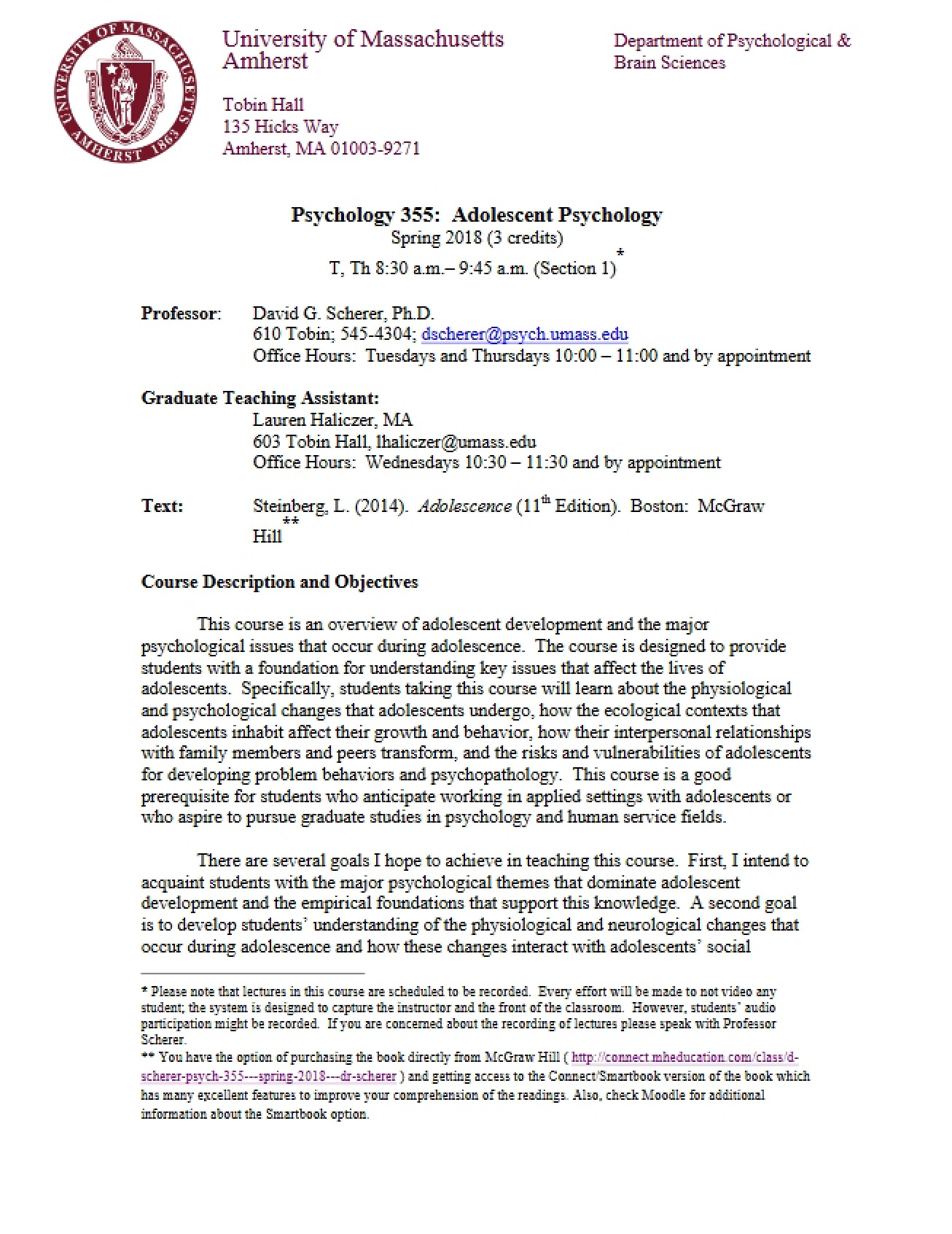 2018 Syllabus for Adolescence
