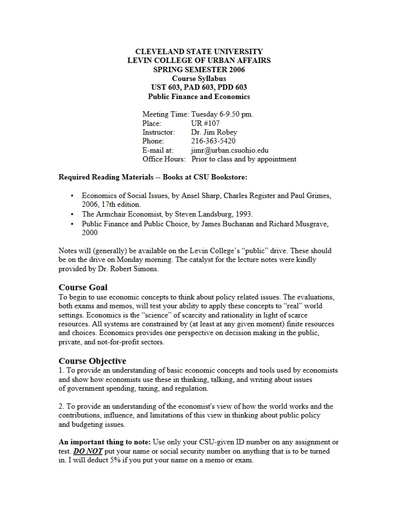 Syllabus Graduate Public Finance