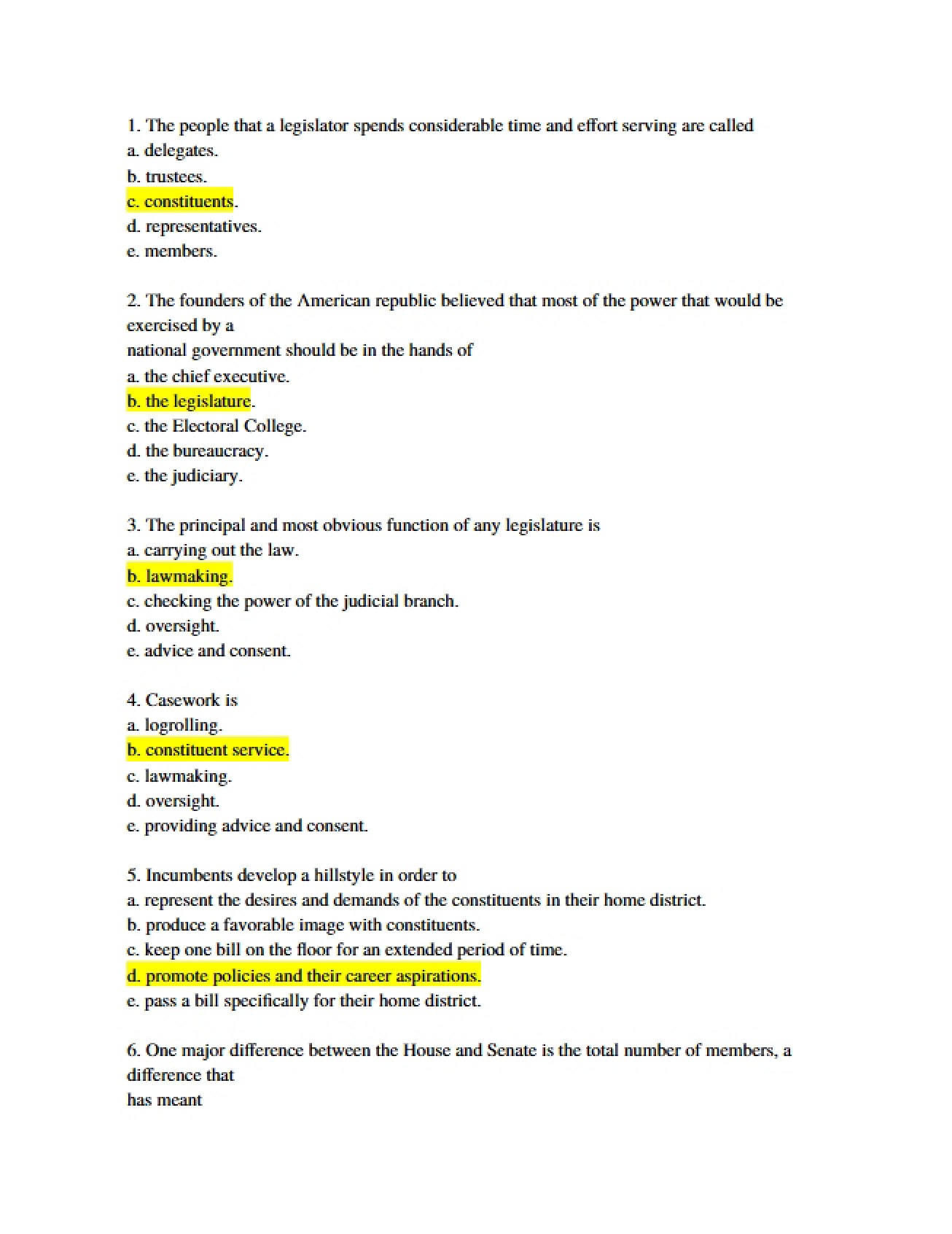 Examination on the Principles of American Government