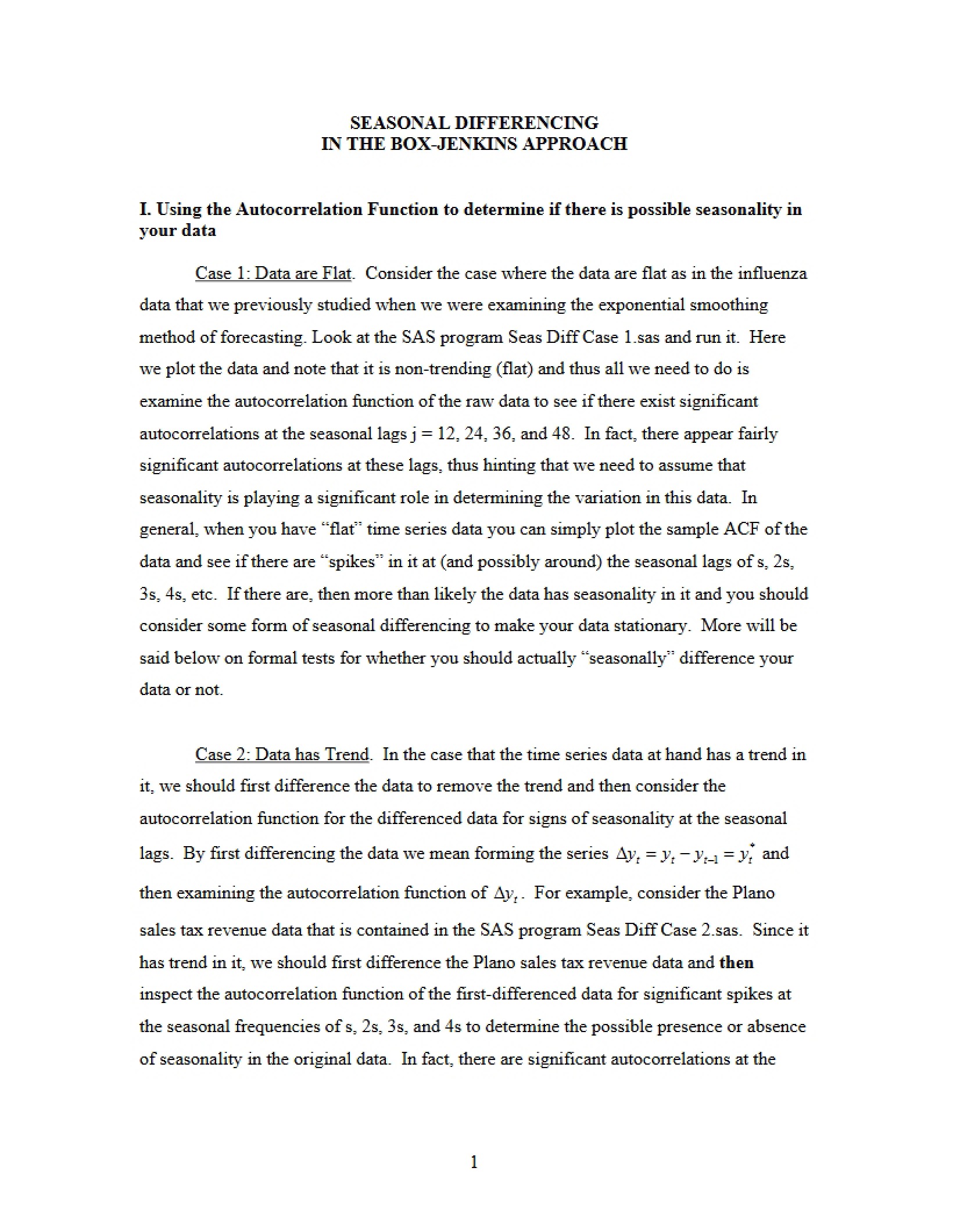 Box Jenkins Seasonal Differencing