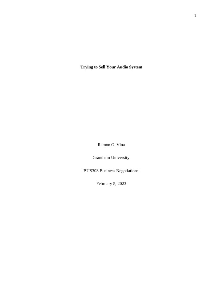 BUS303 - Vina Selling Your Audio System