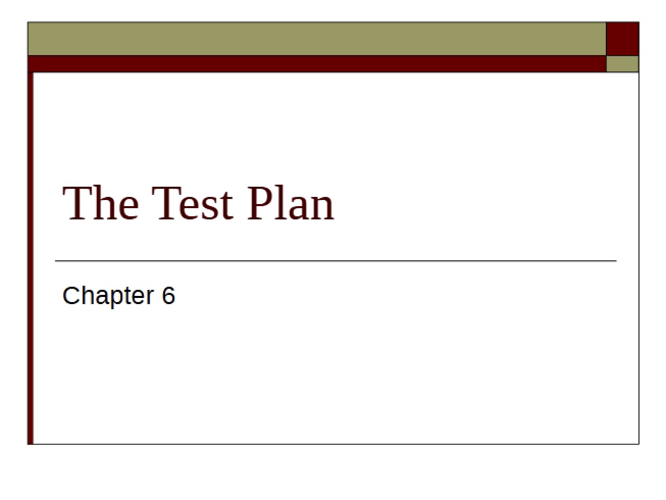 Plan for Testing
