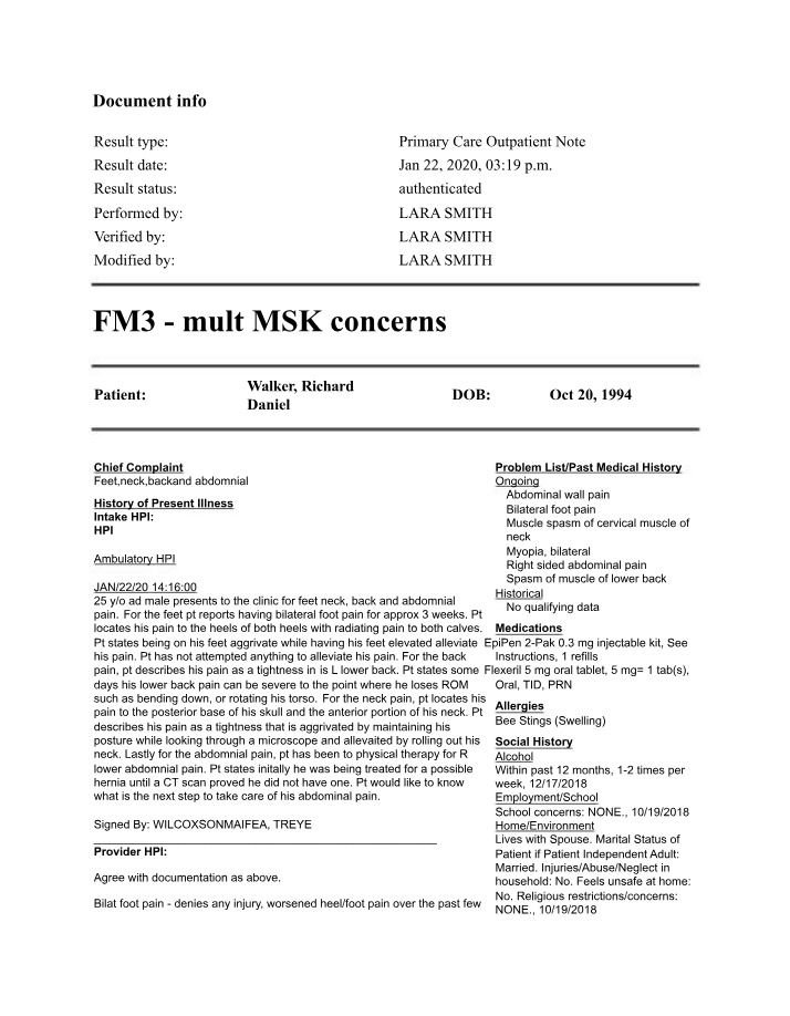 01-22-2020 Primary Care Outpatient Note