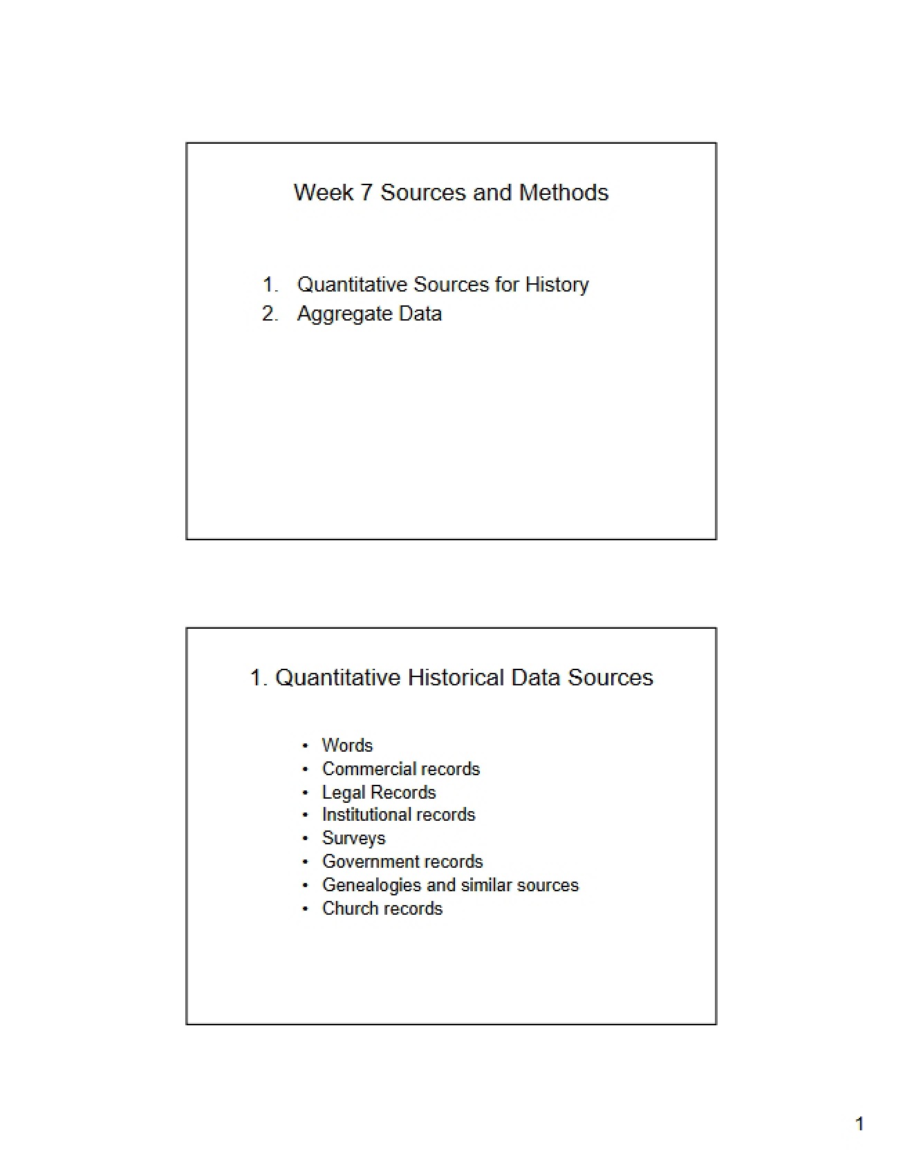 Sources and Methods for Week Seven