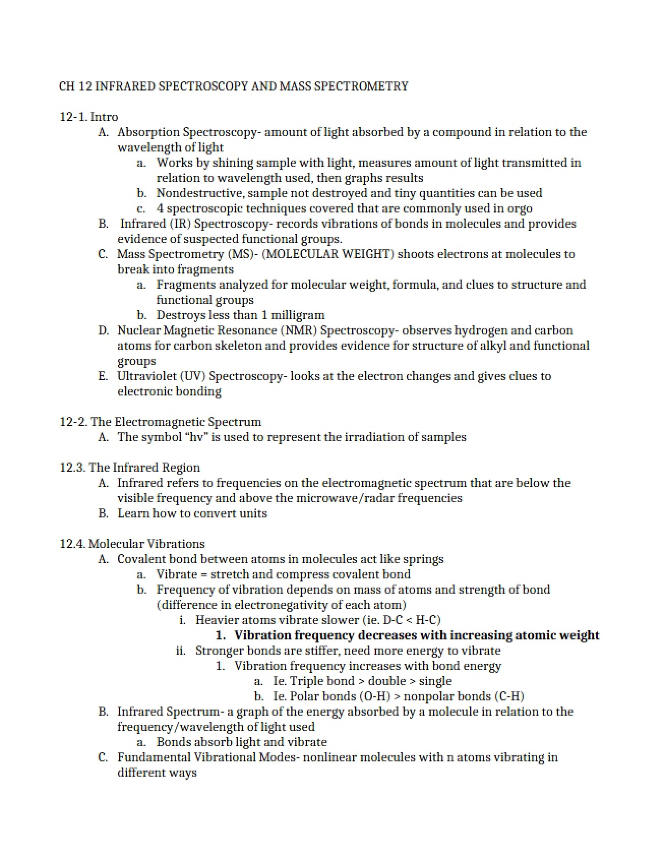 Mass Spectrometry and Infrared Spectroscopy Chapter 12