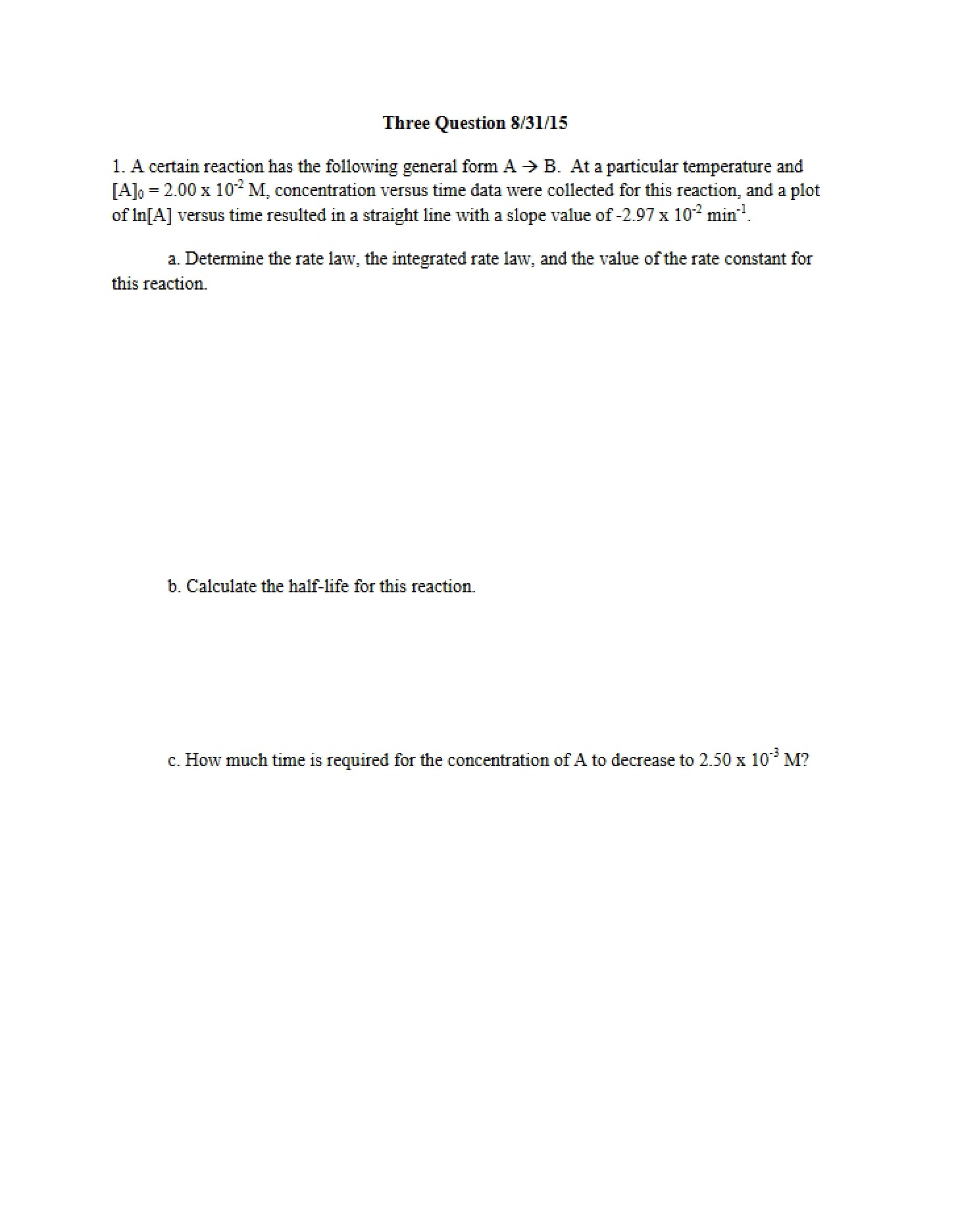 Question Set Aug 31, 2015