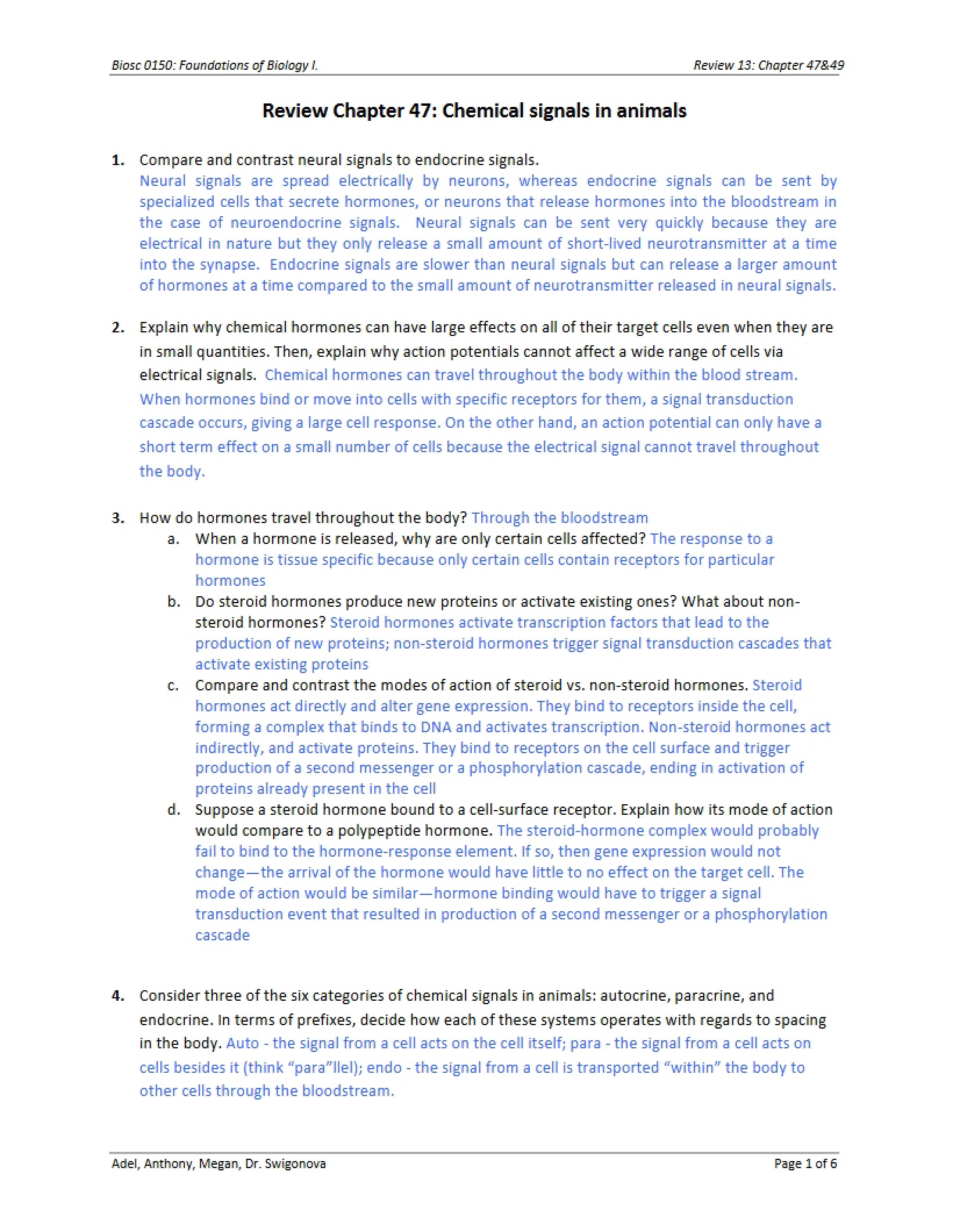Animal Chemical Signals