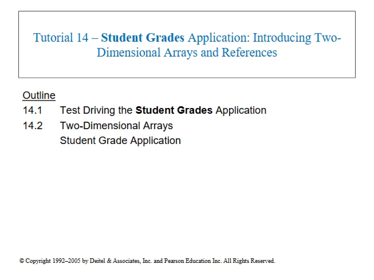References and Two-Dimensional Arrays Introduction