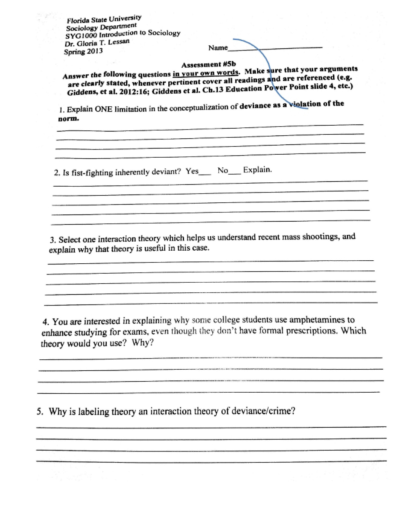Assessment Number Five