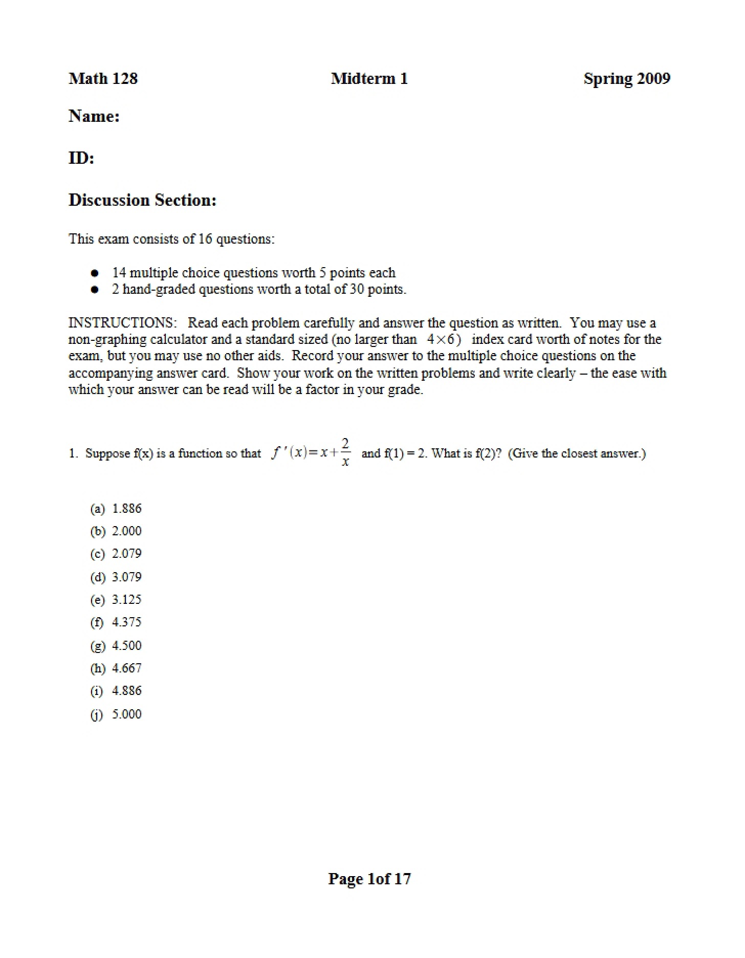 First Mid-Term Examination