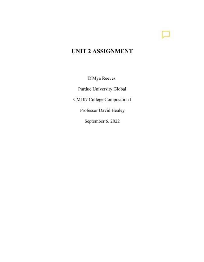 CM107 Assignment for Unit 2