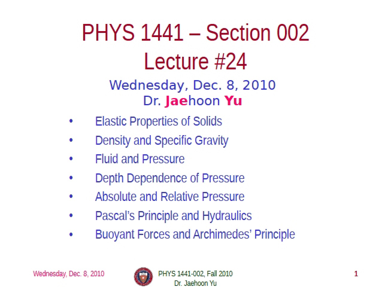 Notes from Lecture (6)