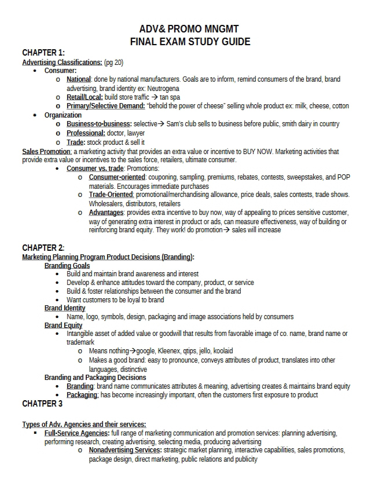 Study Guide for Final Examination