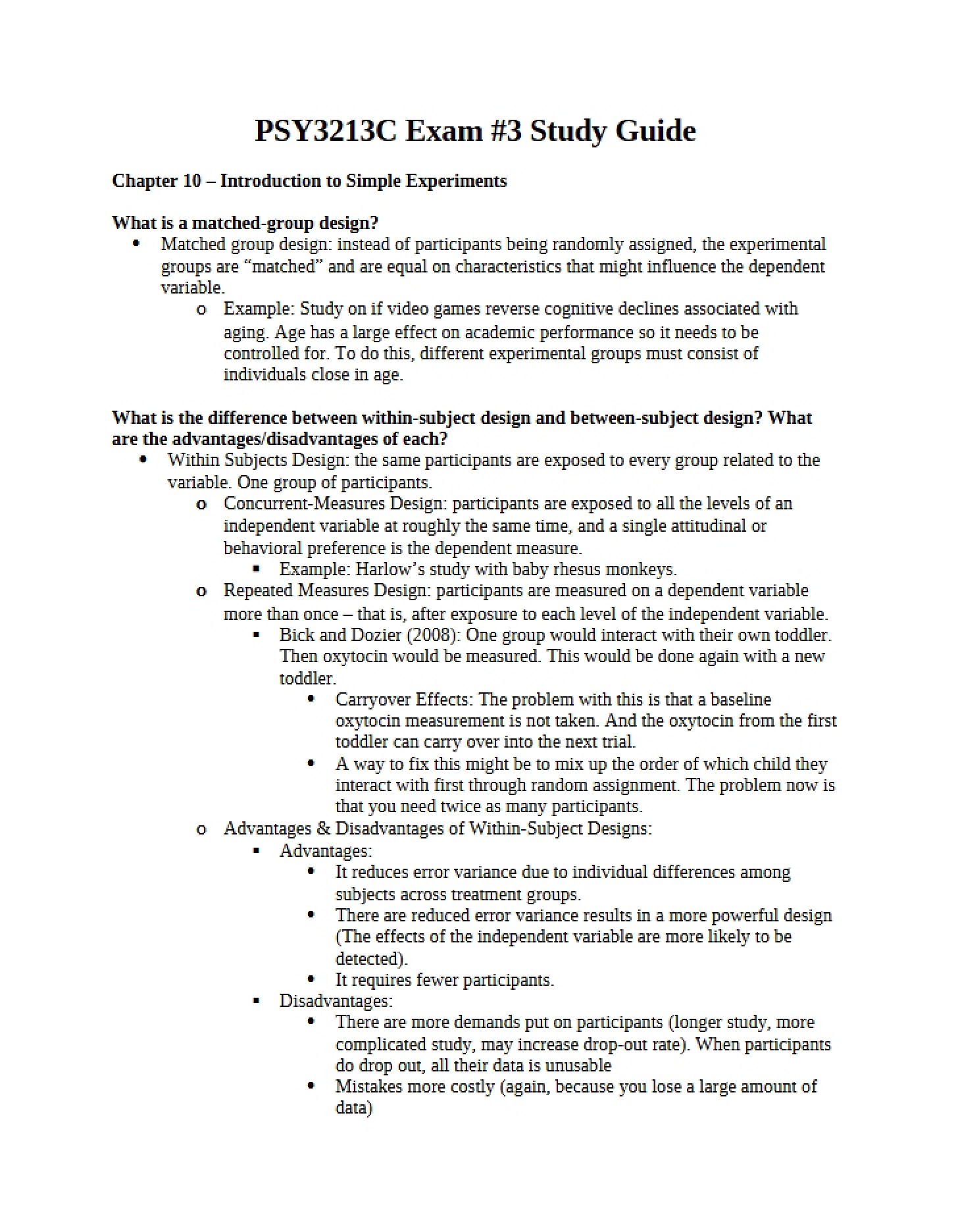 Study Guide for Exam 3