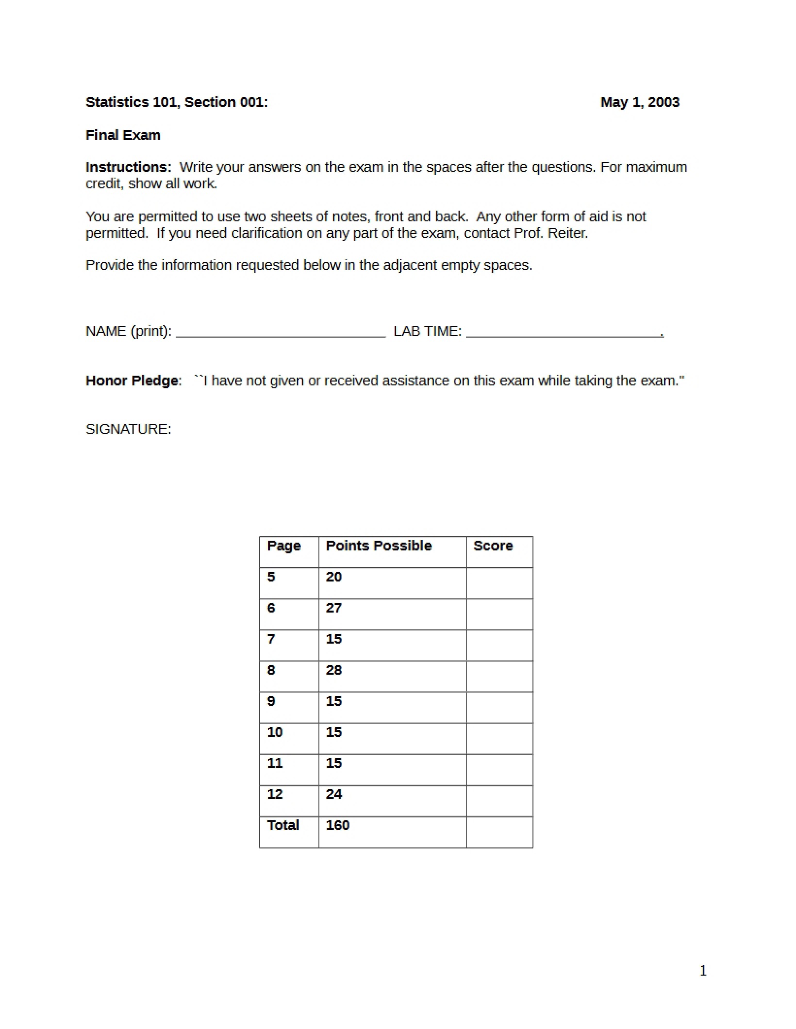Comprehensive Final Examination