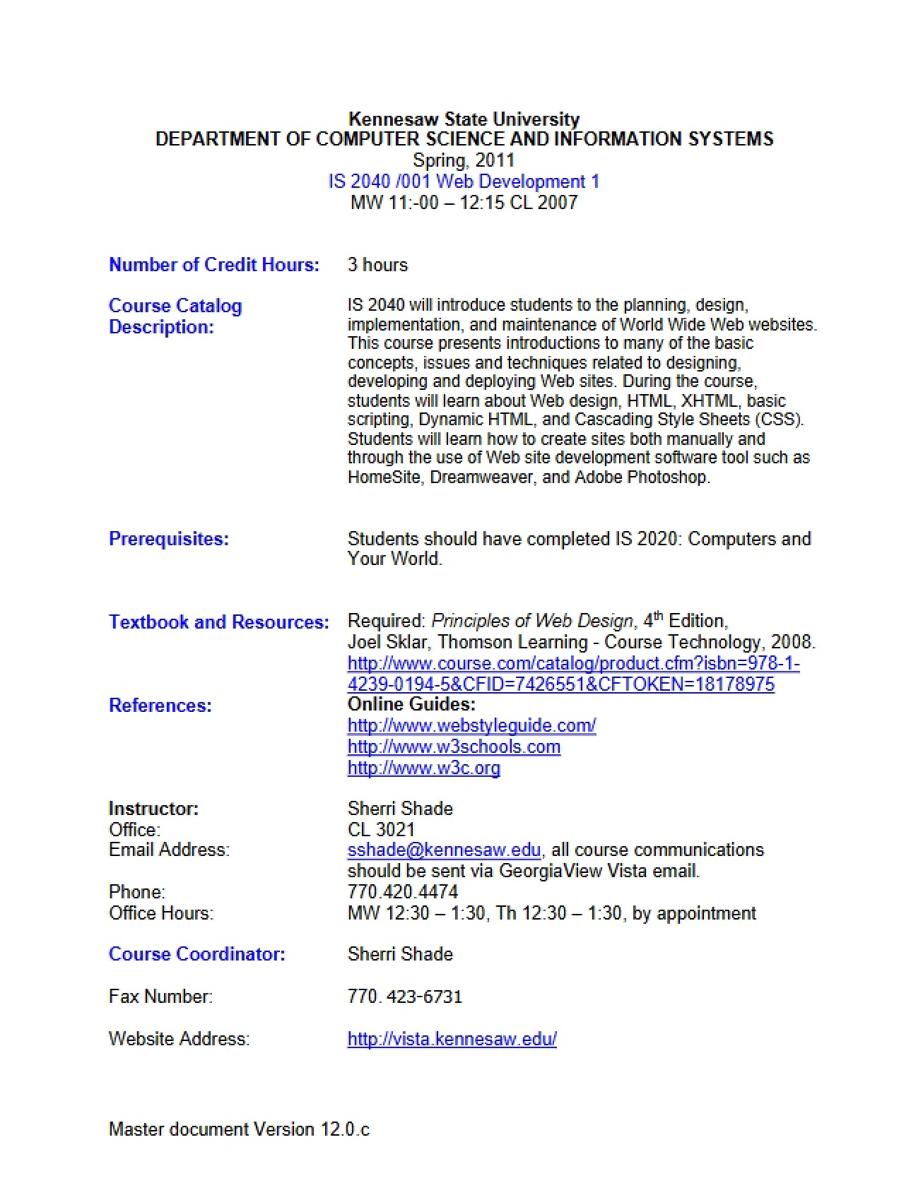 Data Management Course Syllabus
