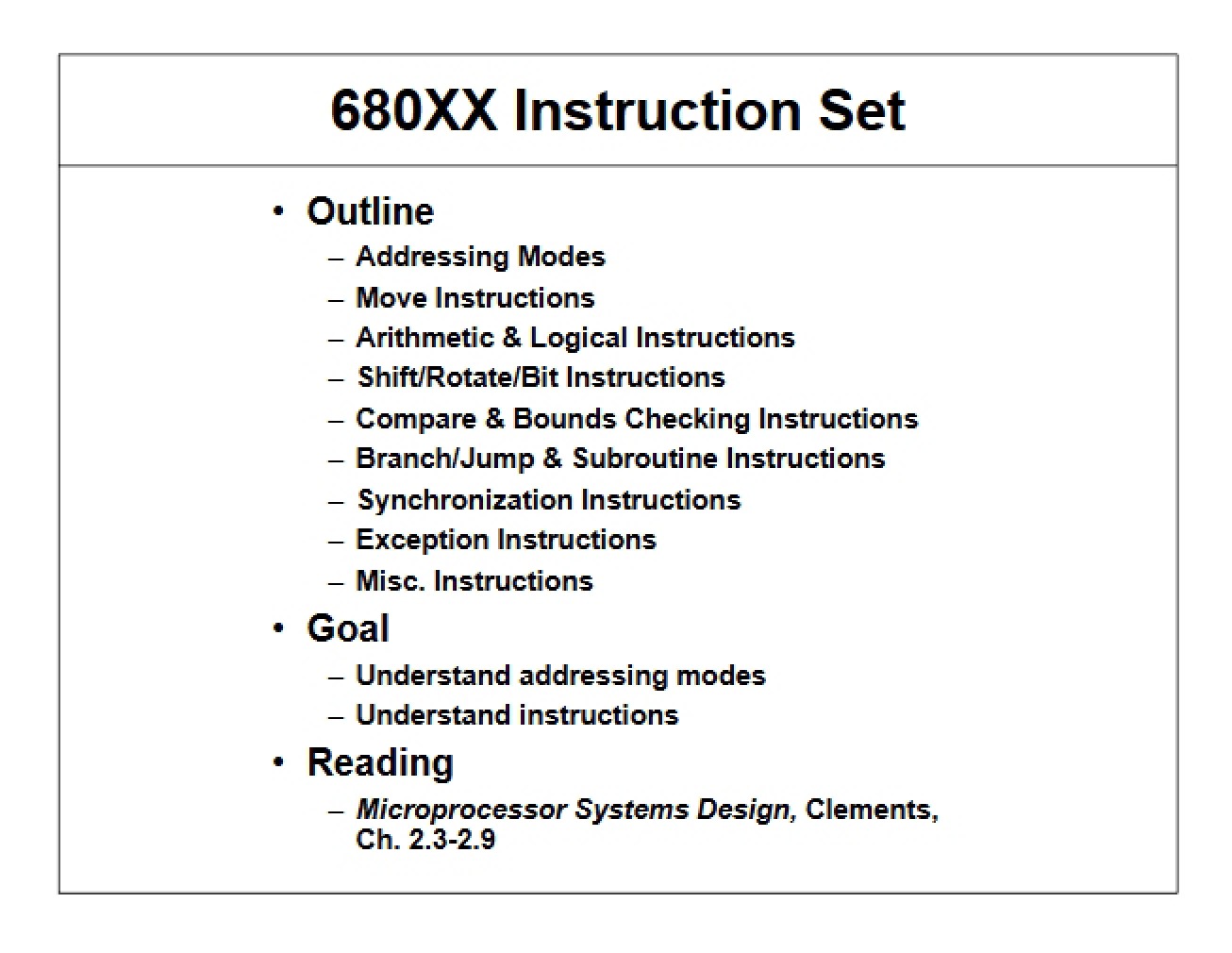 Overview of the 68K Instruction Set
