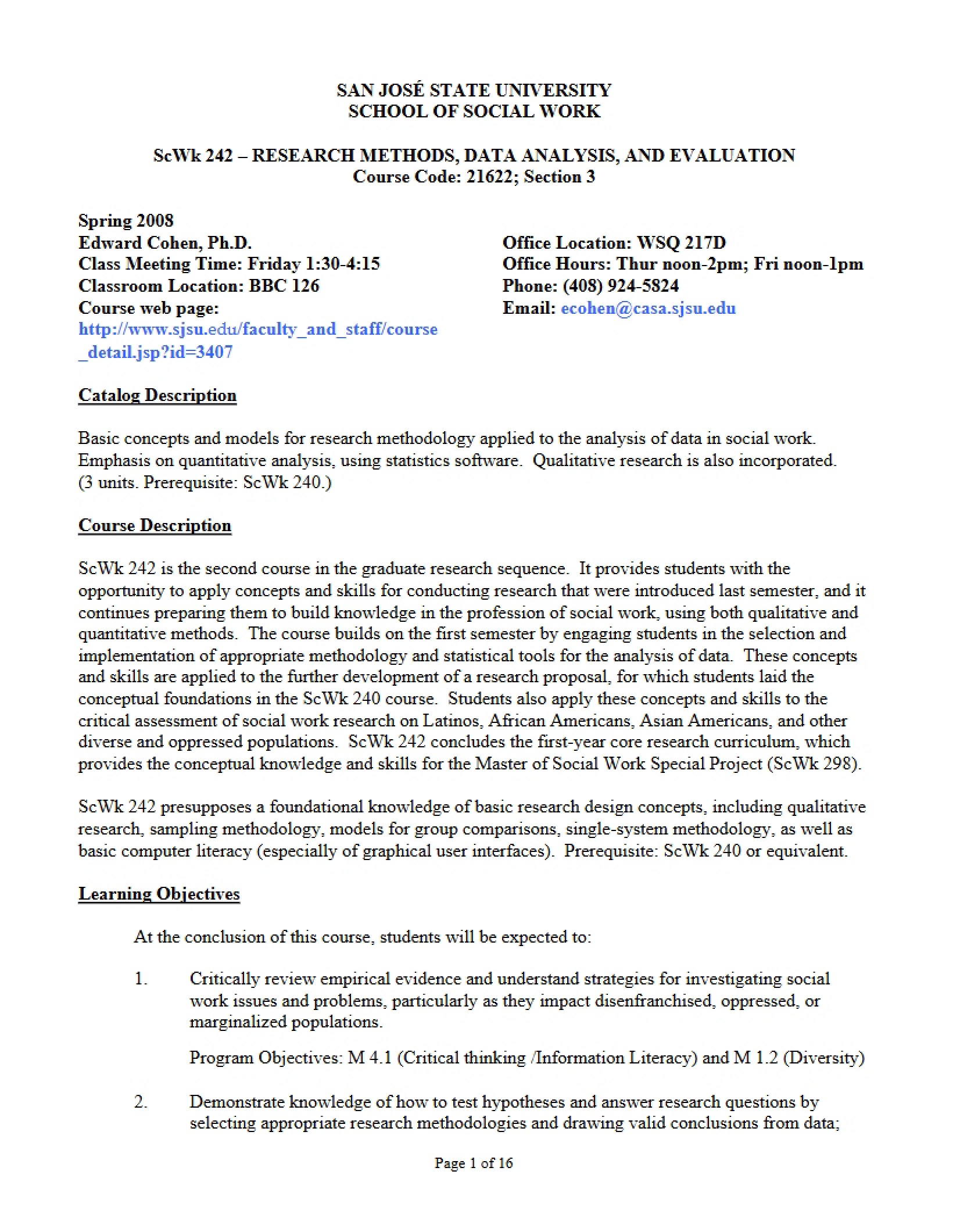 Syllabus Section 3 Research Methods