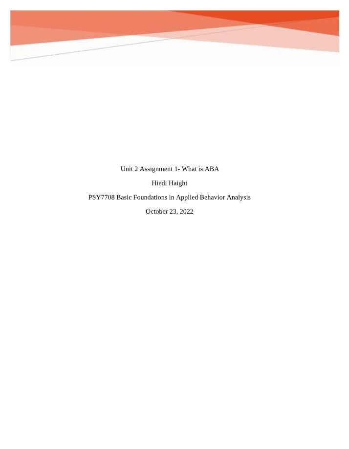 What is ABA - Unit 2 Assignment 1