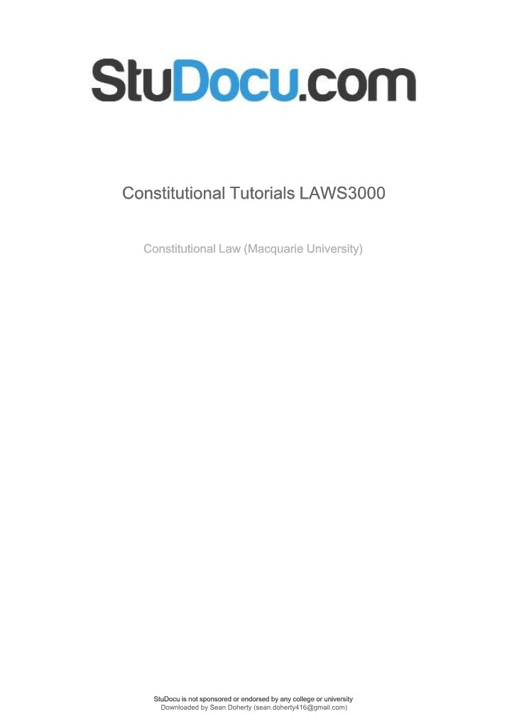 Constitutional Law Tutorial Notes