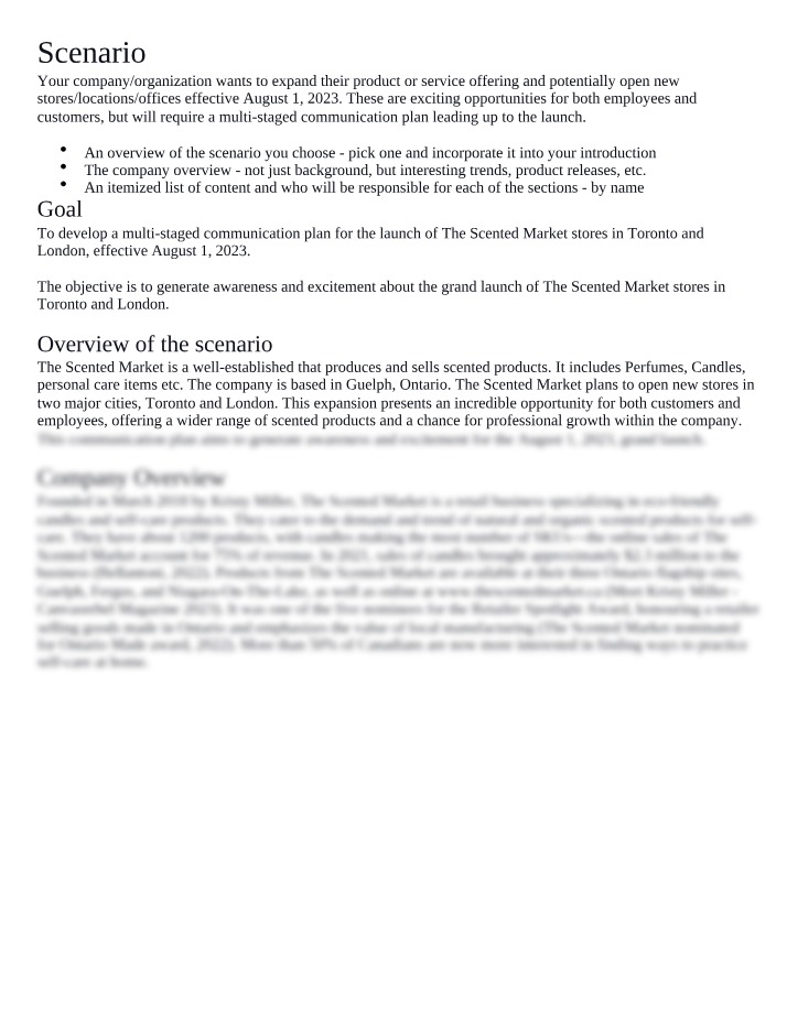 The Scented Market - Multi-Staged Communication Plan