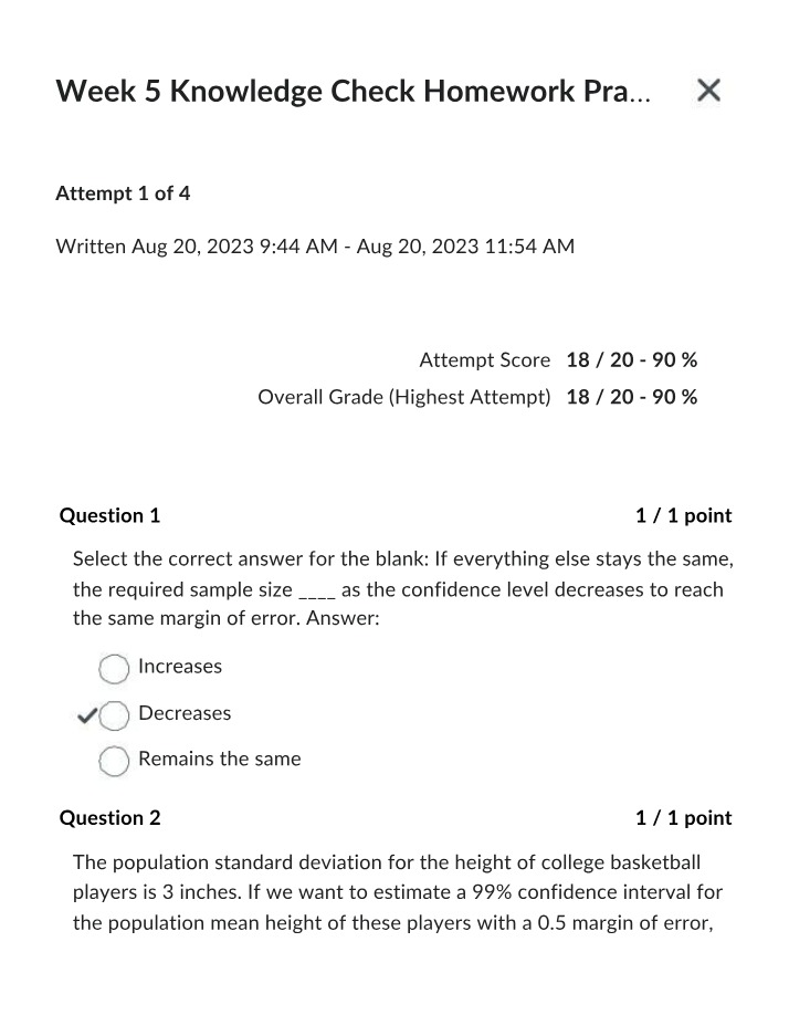 Practice for Week 5 Knowledge Check Homework