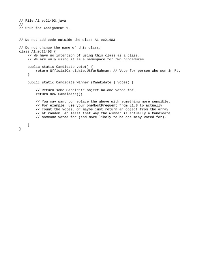 Winner Selection in Voting Systems - Java Assignment 1