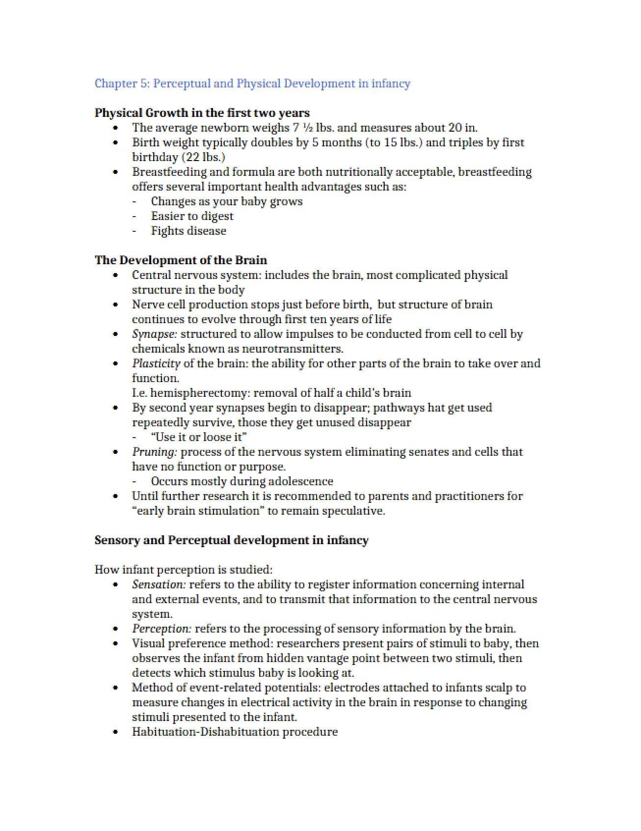 Infancy Perceptual and Physical Development Chapter Five