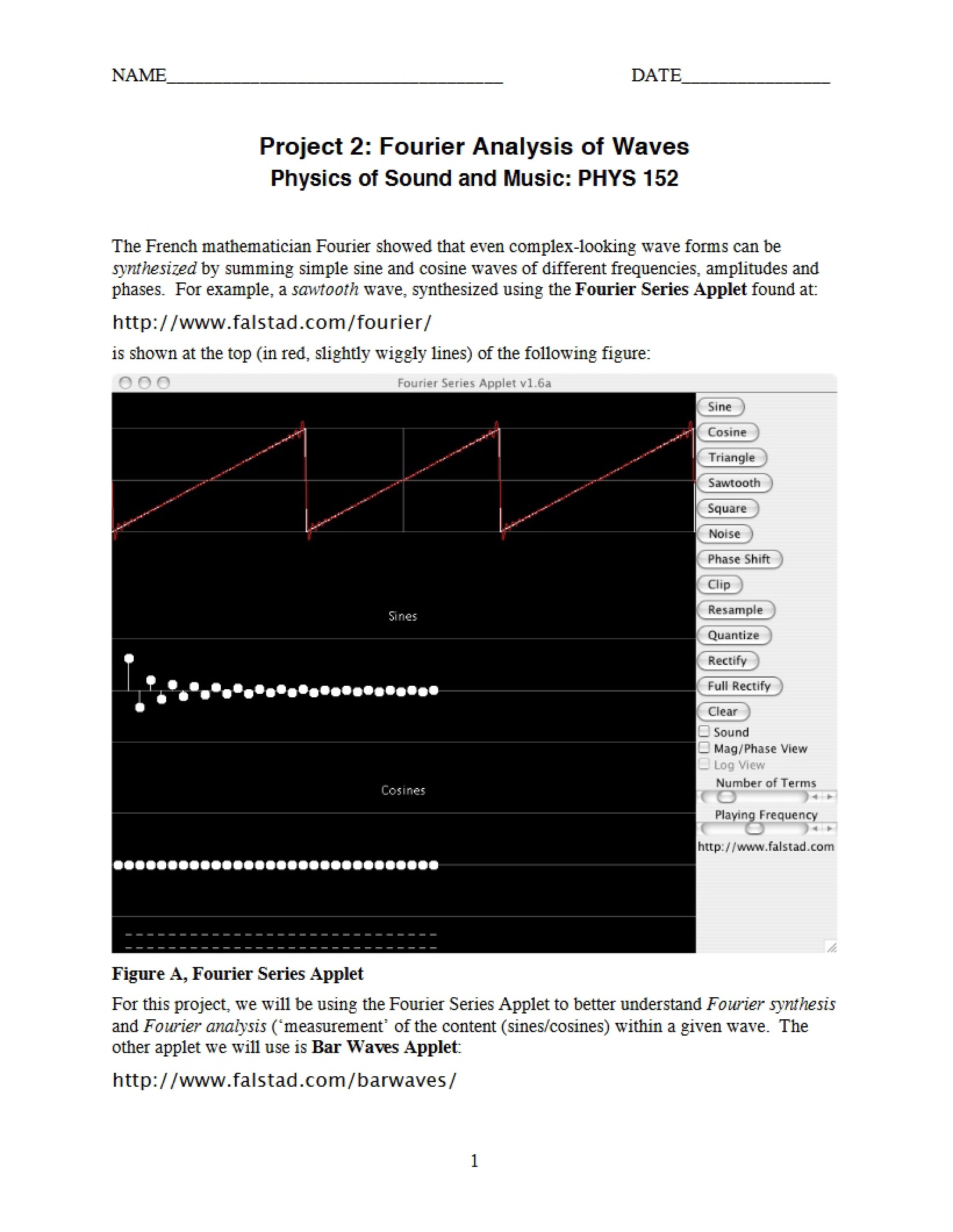 Wave Analysis using Fourier Series