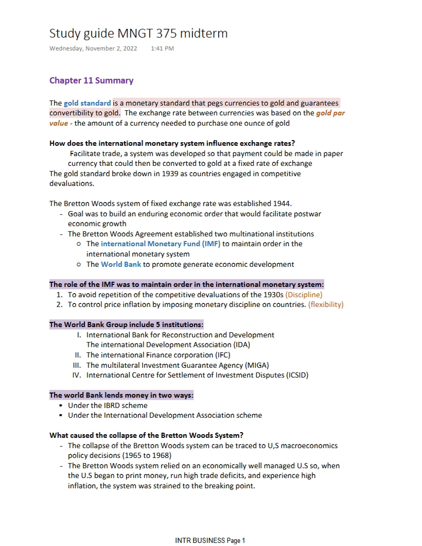 Guide for Study