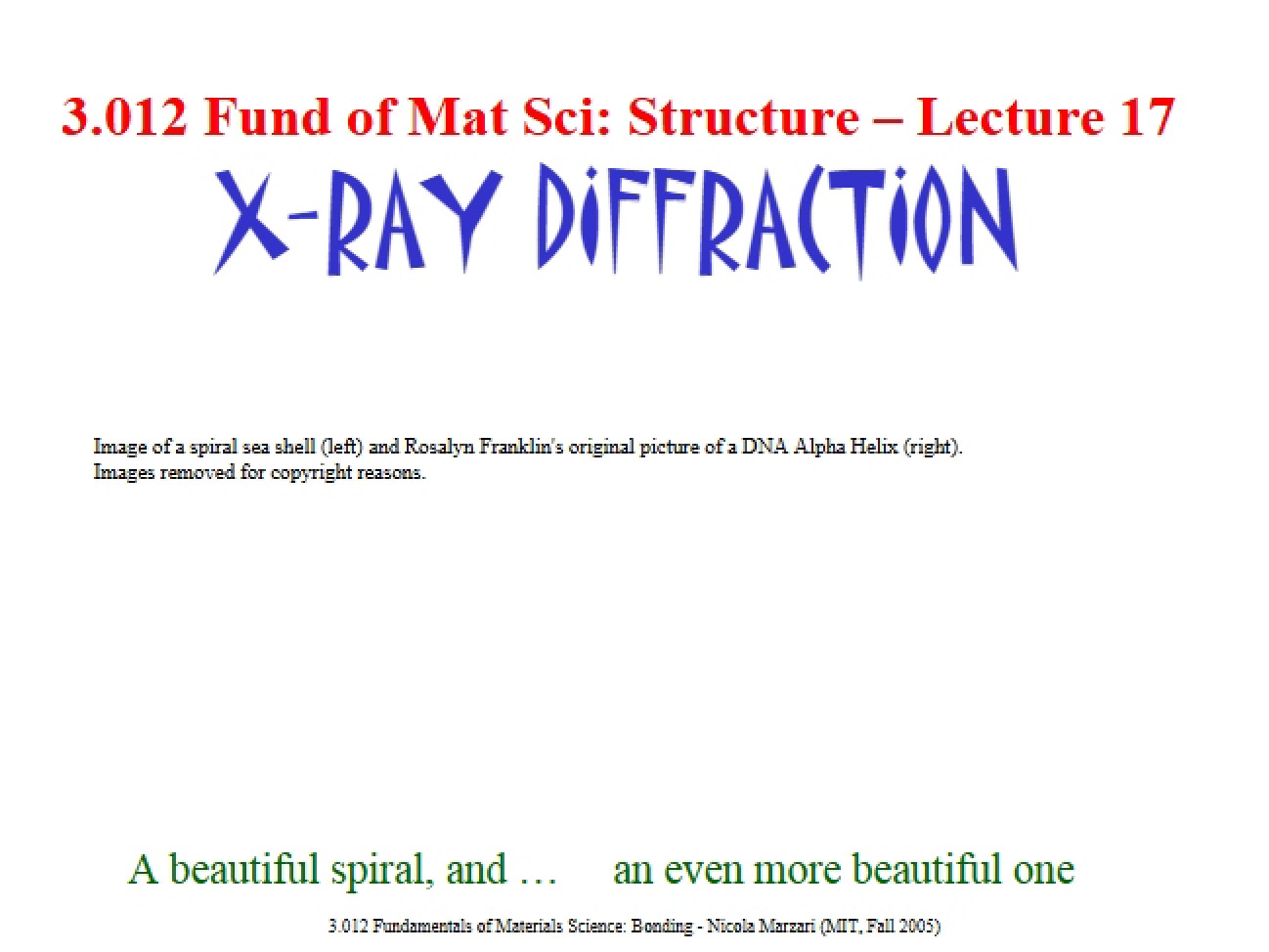 Diffraction using X-Rays