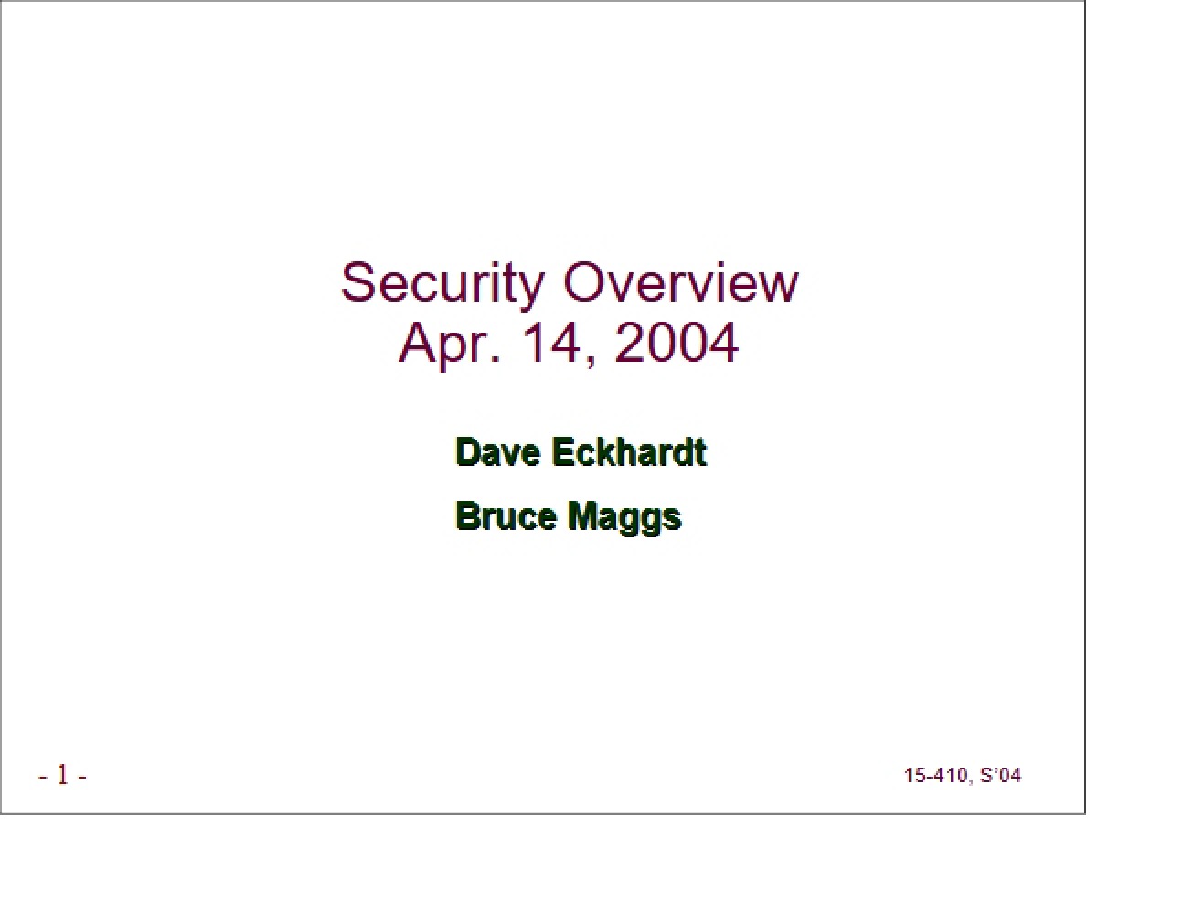 Overview of Security
