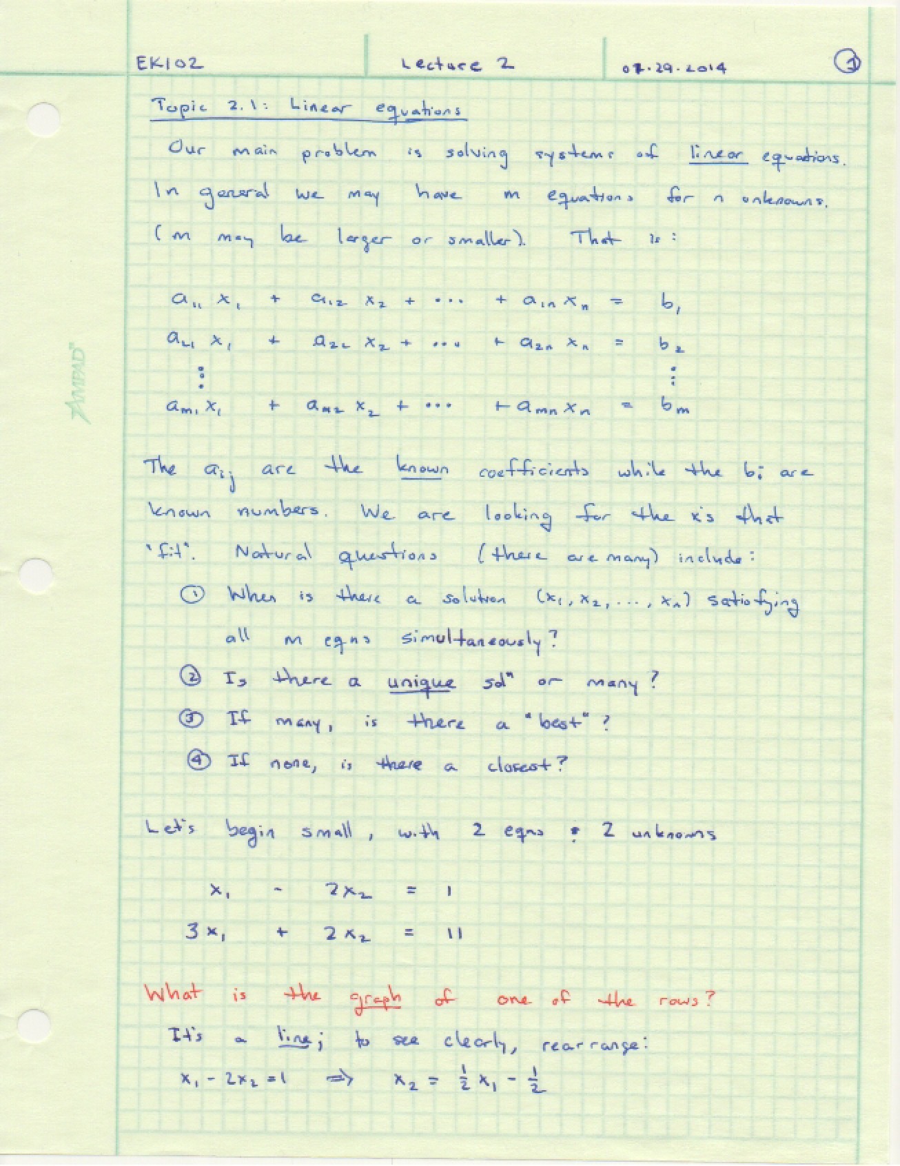 Linear Algebra Notes (Part 1)