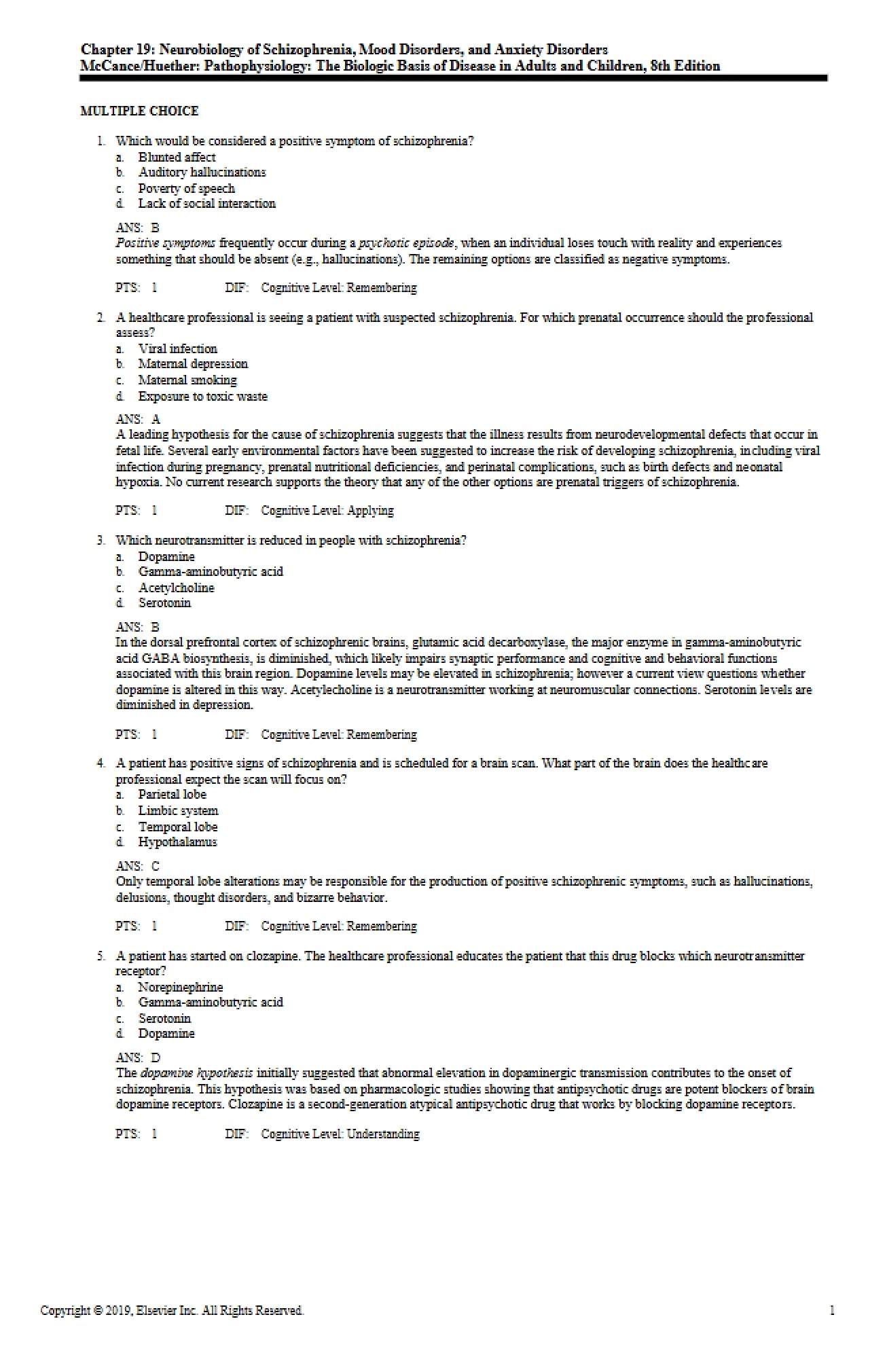 Exam Covering Chapter 19