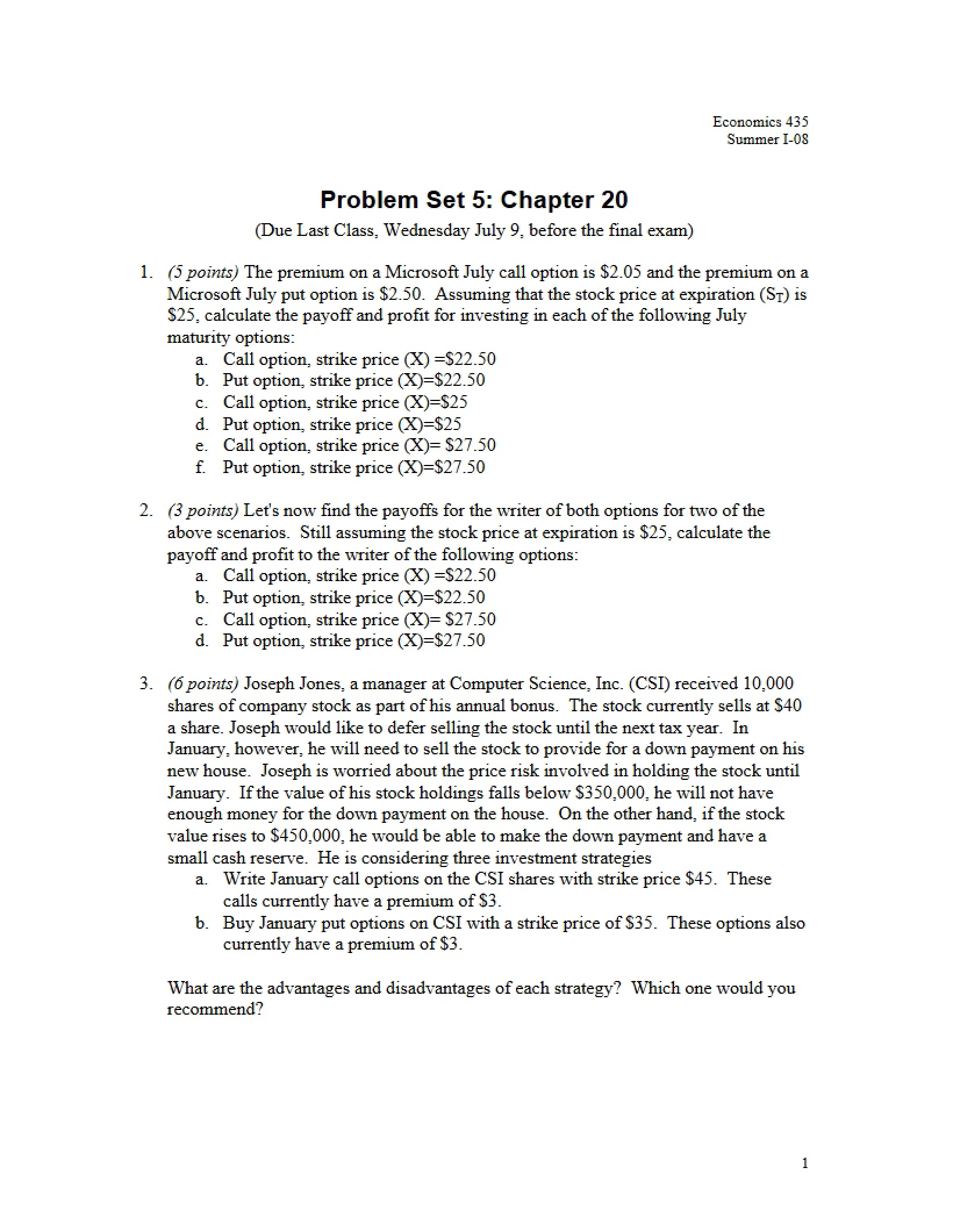 Problem Set Five