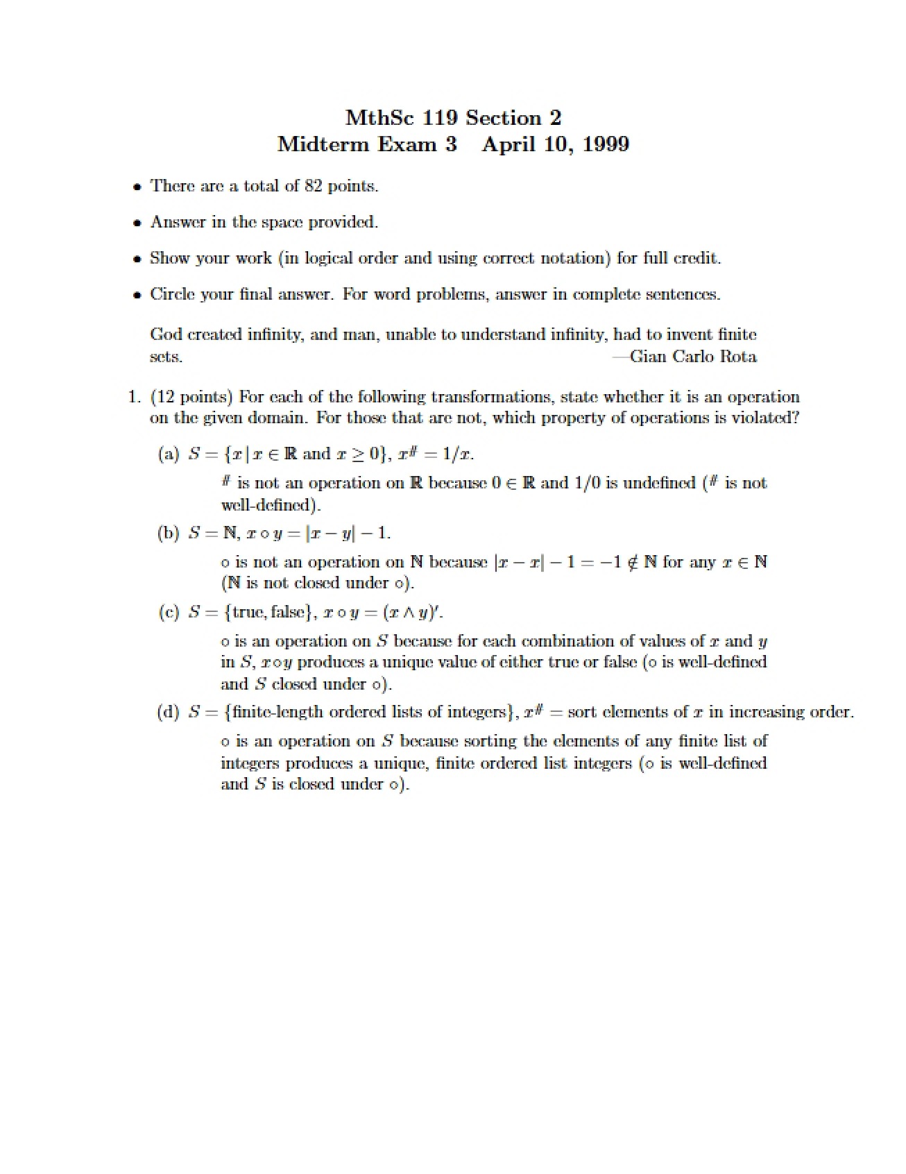 Second Section of Discrete Methods